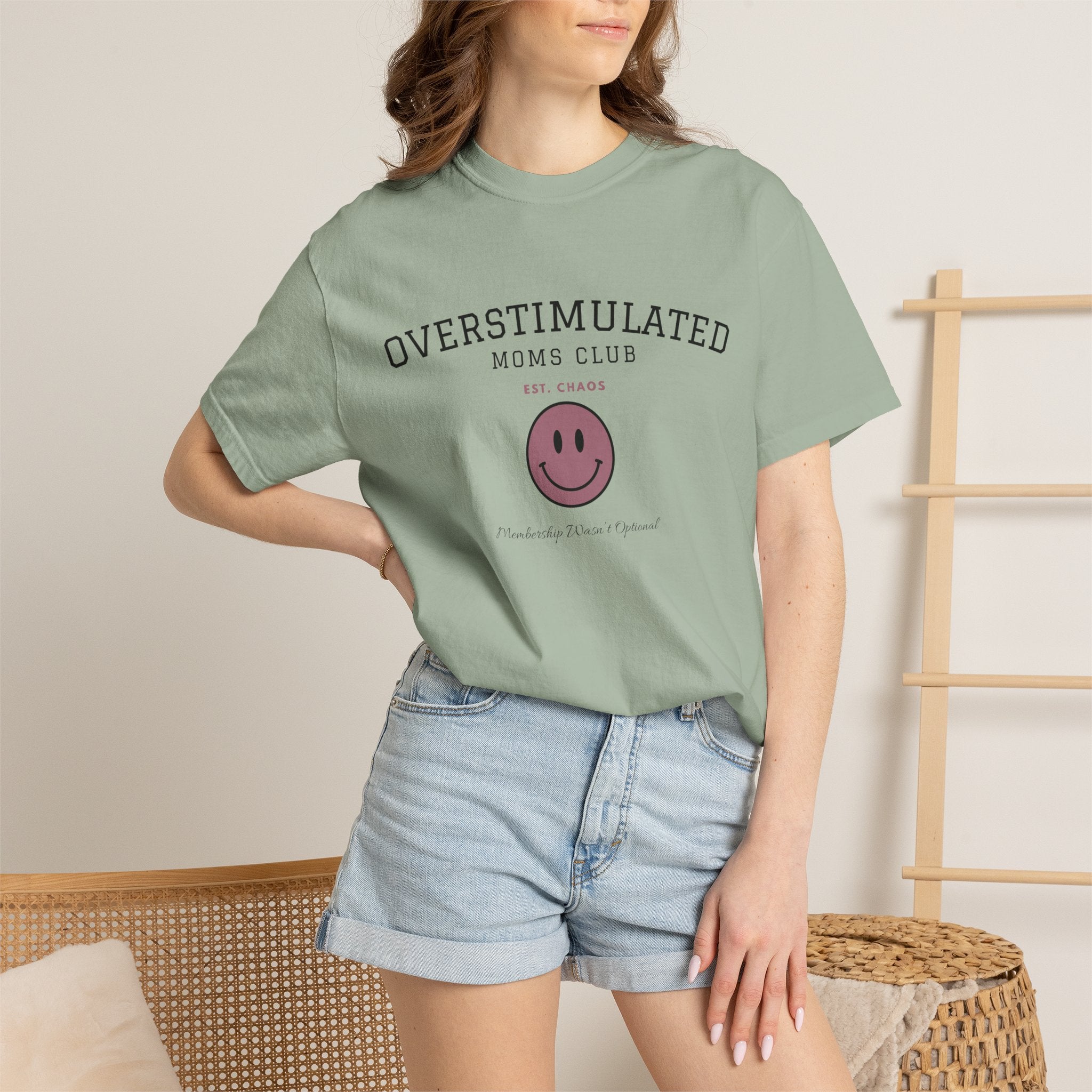 Overstimulated Moms Club Tee | Front & Back Graphic Shirt | Funny Mom Shirt | Coffee Chaos Laundry Repeat | Boutique Graphic Tee