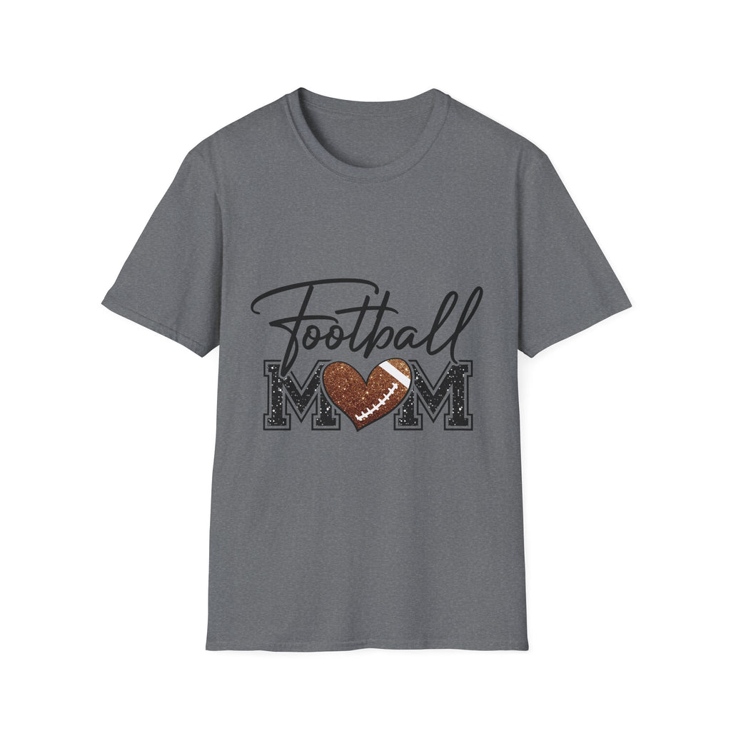 Football Mom T‑Shirt — Heart Football Mom Tee, Game Day Mom Gift
