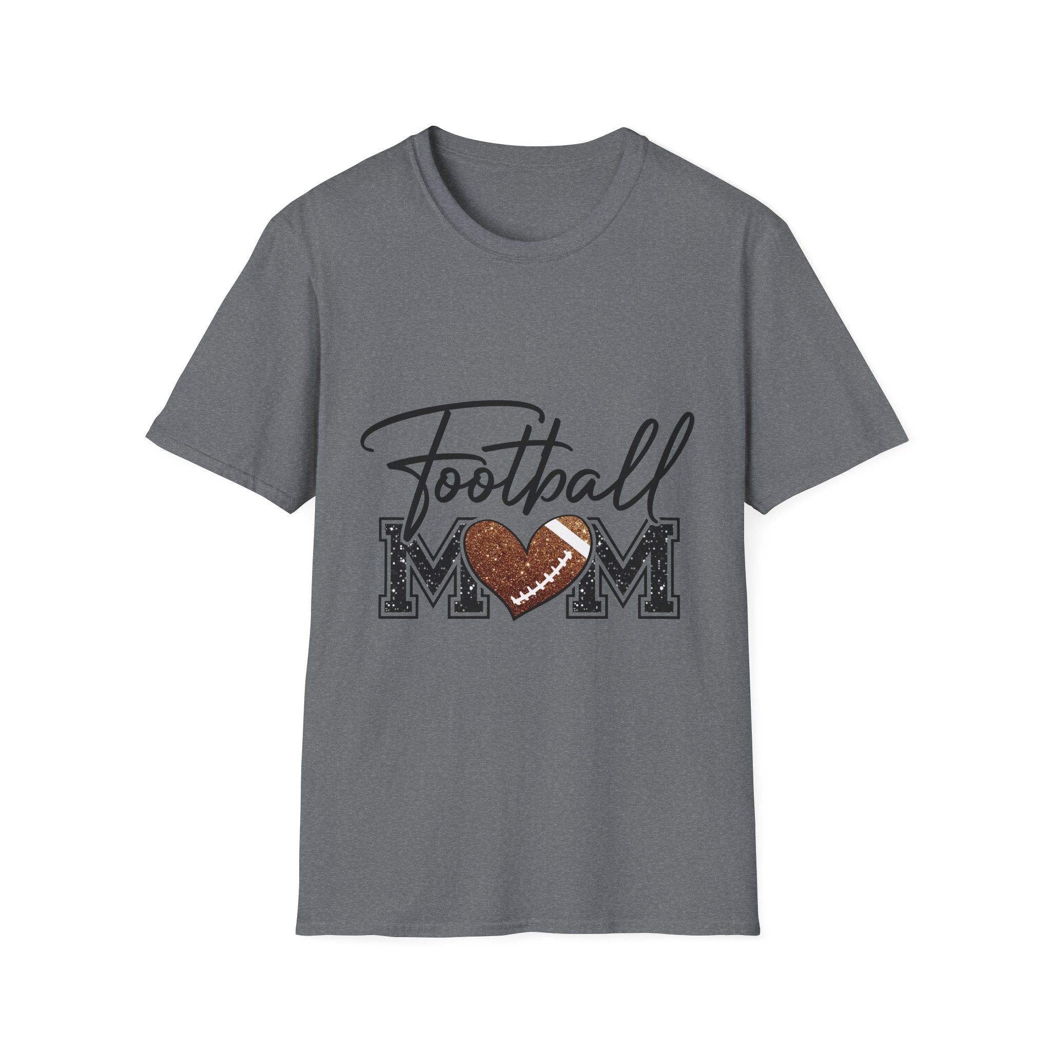 Football Mom T‑Shirt — Heart Football Mom Tee, Game Day Mom Gift