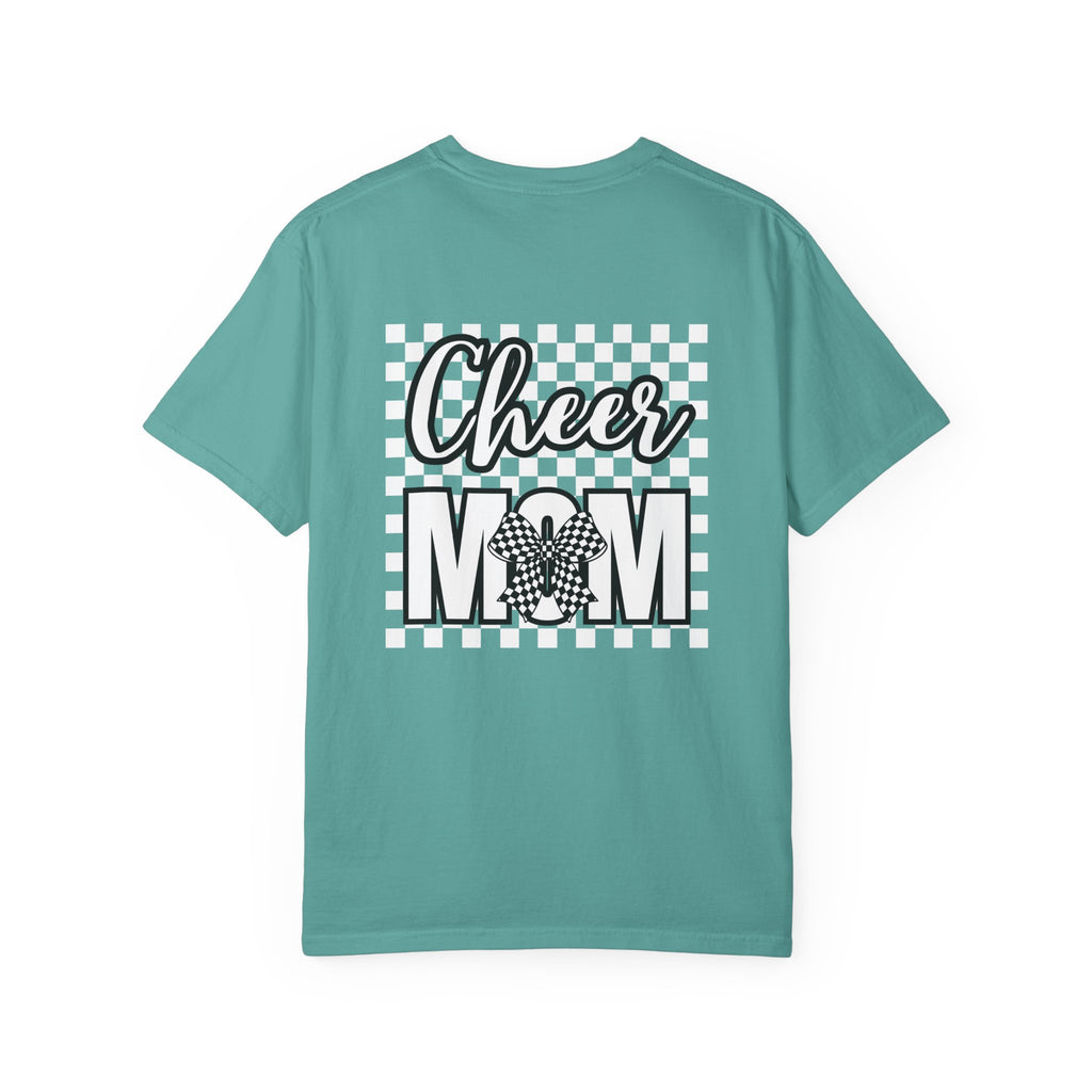 Cheer Mom T-Shirt — Checkerboard Pom-Pom Spirit Tee