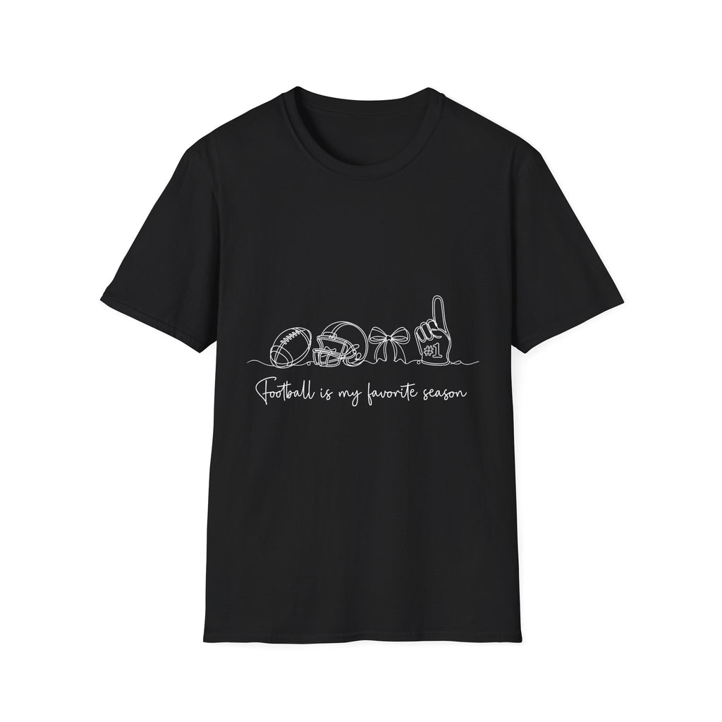 Sports Mom T-Shirt — "Football is My Favorite Season" Minimal Line Art
