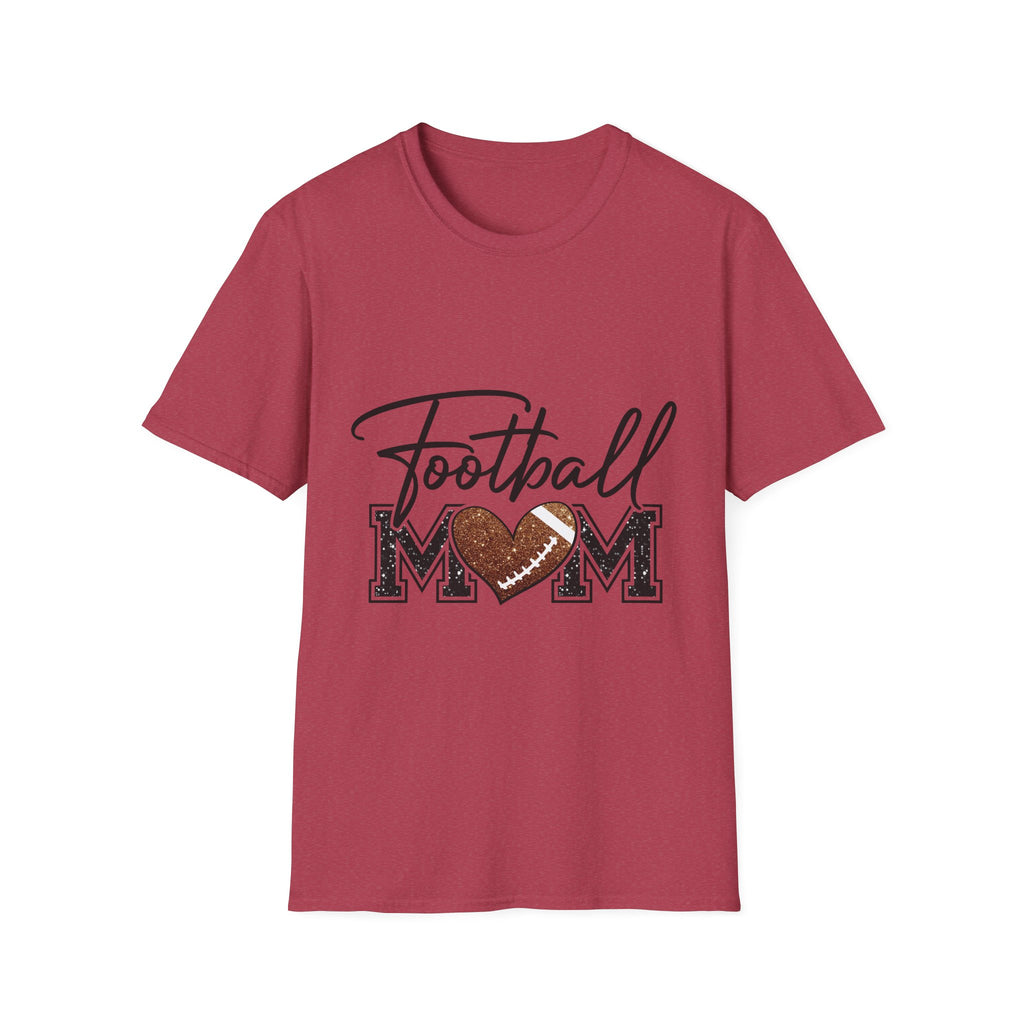 Football Mom T‑Shirt — Heart Football Mom Tee, Game Day Mom Gift