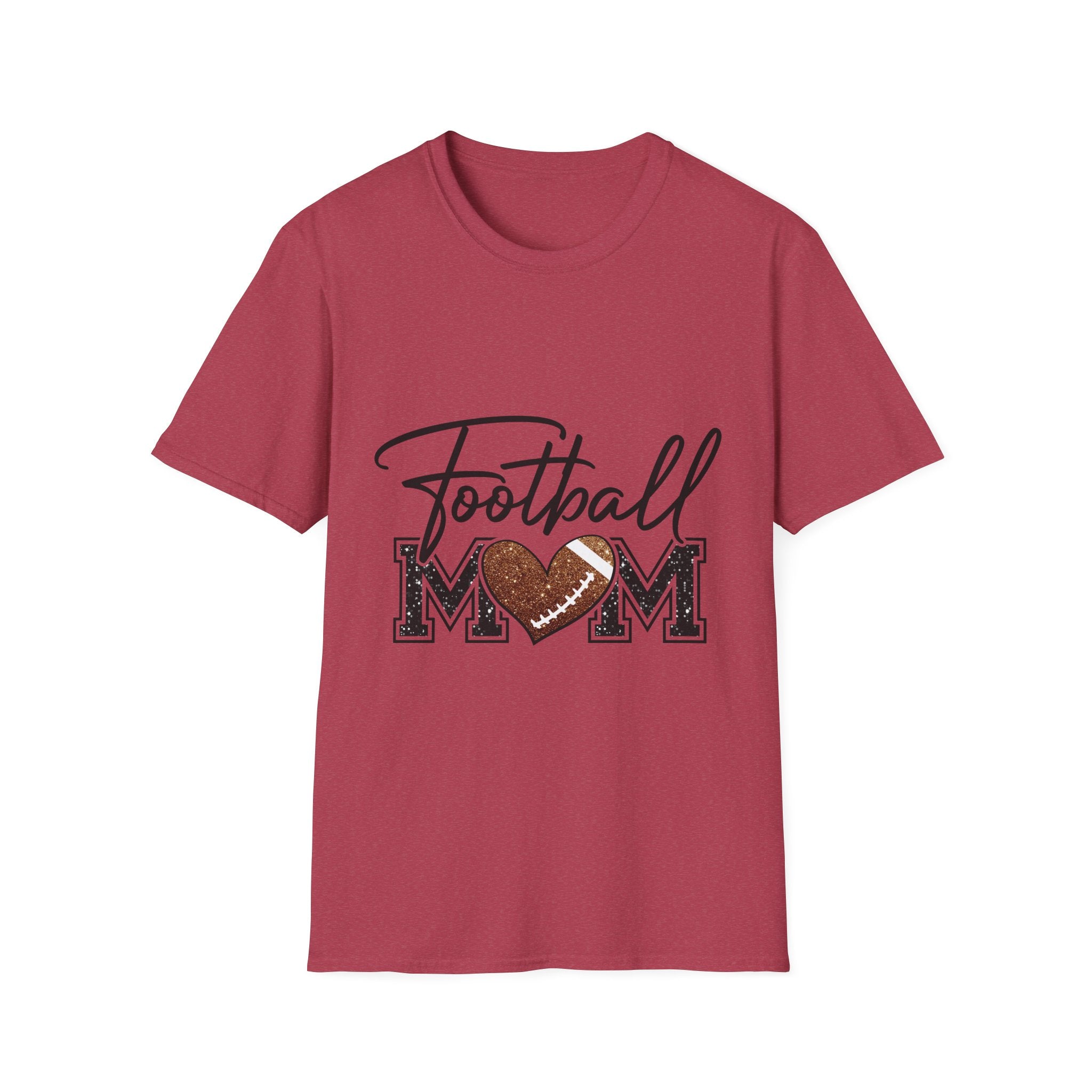 Football Mom T‑Shirt — Heart Football Mom Tee, Game Day Mom Gift