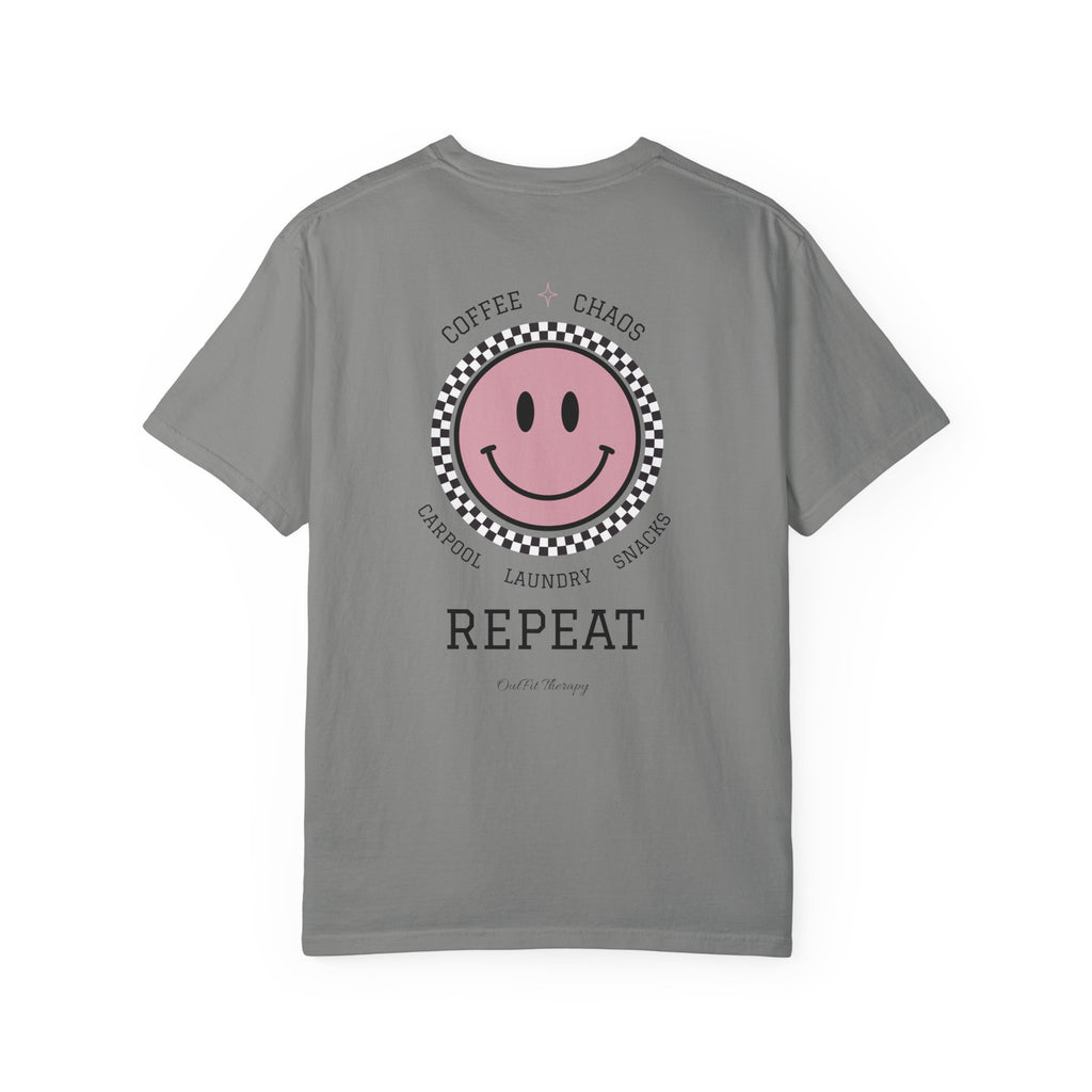 Overstimulated Moms Club Tee | Front & Back Graphic Shirt | Funny Mom Shirt | Coffee Chaos Laundry Repeat | Boutique Graphic Tee