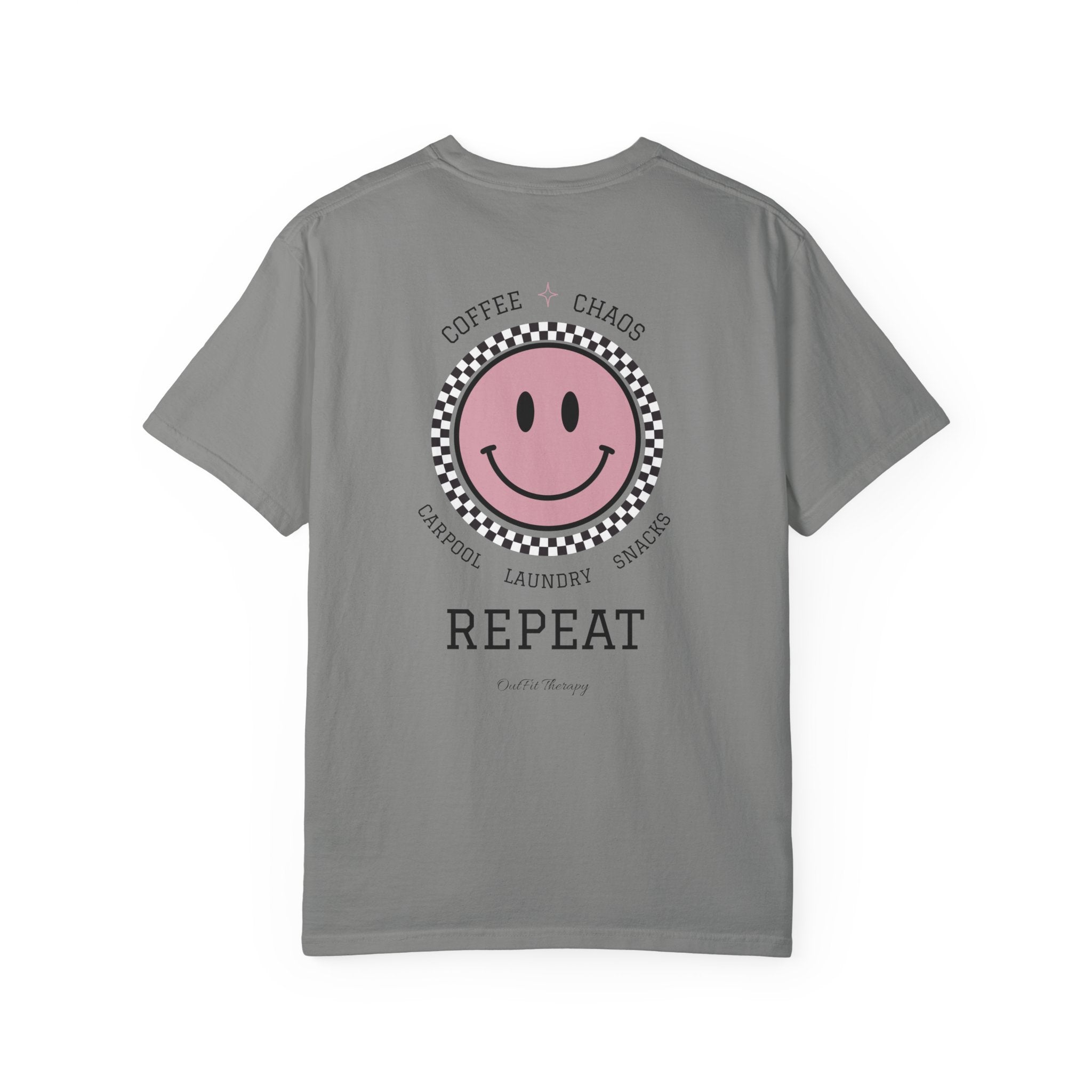 Overstimulated Moms Club Tee | Front & Back Graphic Shirt | Funny Mom Shirt | Coffee Chaos Laundry Repeat | Boutique Graphic Tee