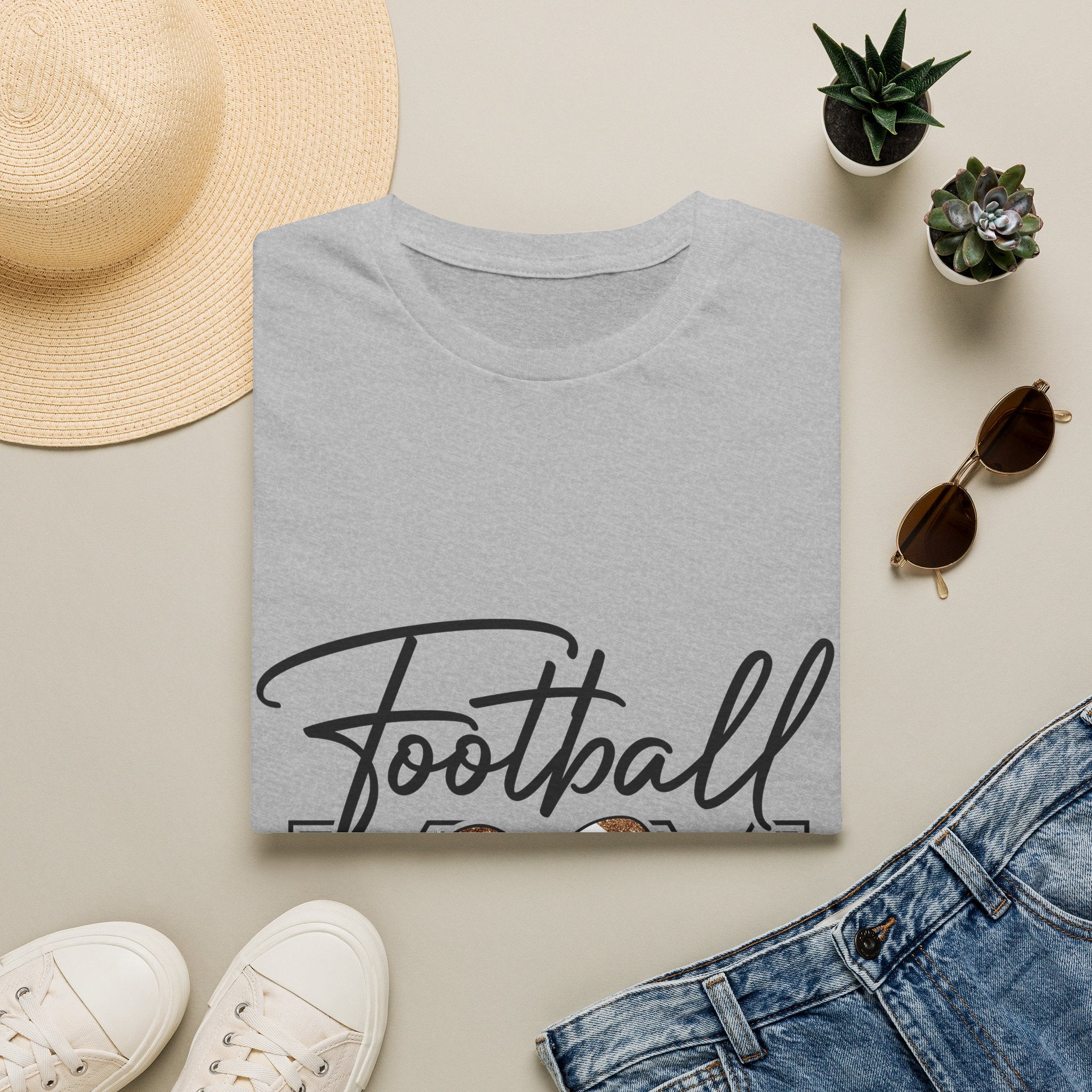Football Mom T‑Shirt — Heart Football Mom Tee, Game Day Mom Gift