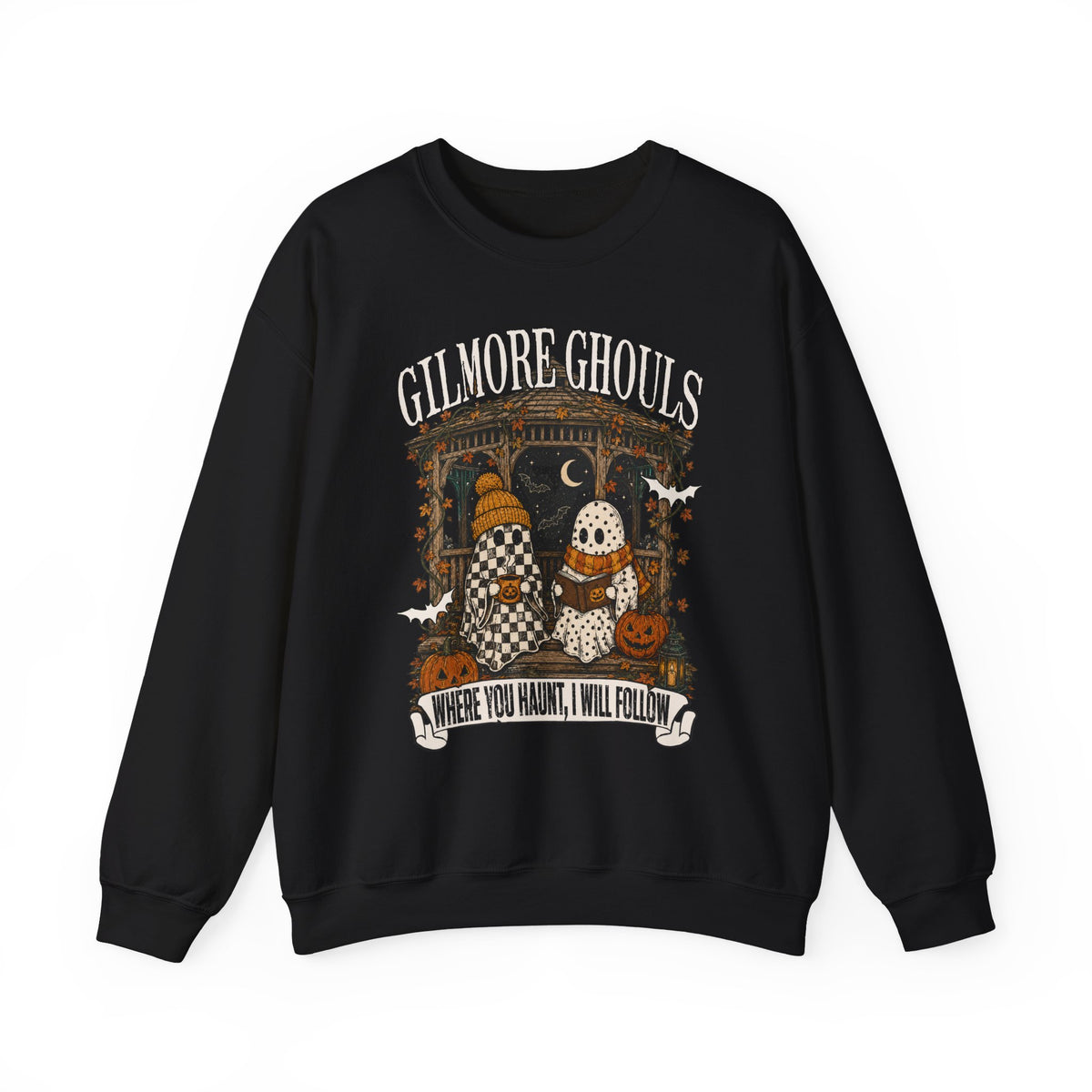 Gilmore Ghouls Halloween Crewneck Sweatshirt — 'Where You Want, I Will Follow' Graphic