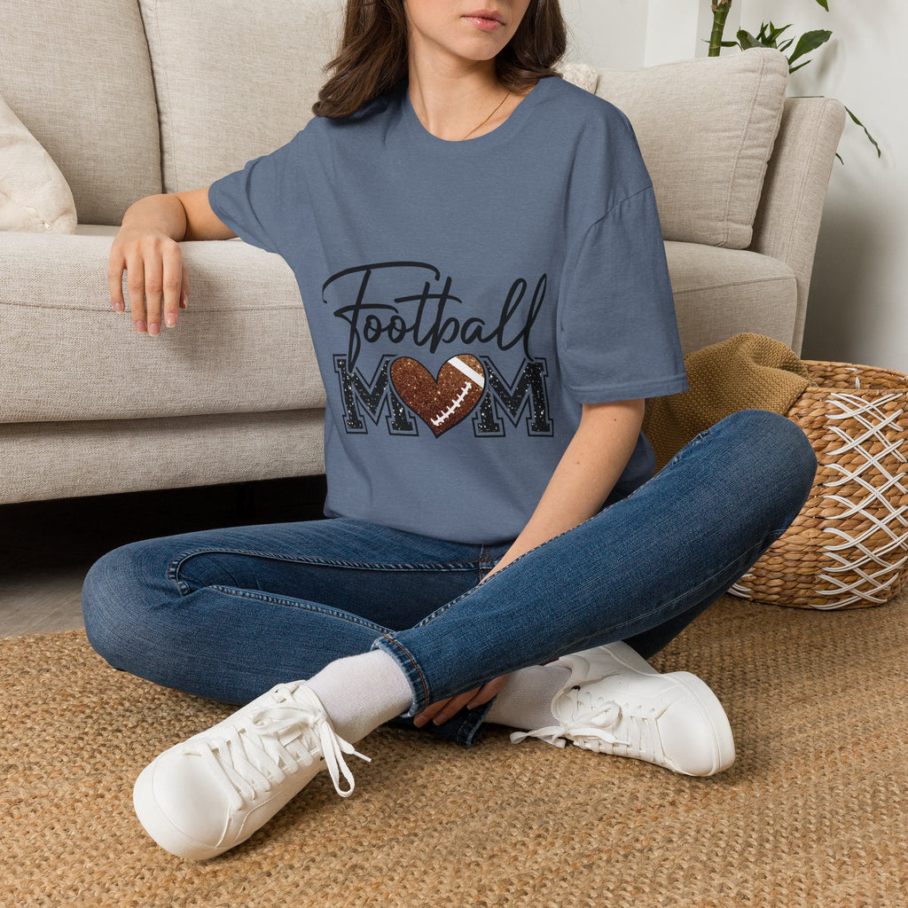Football Mom T‑Shirt — Heart Football Mom Tee, Game Day Mom Gift