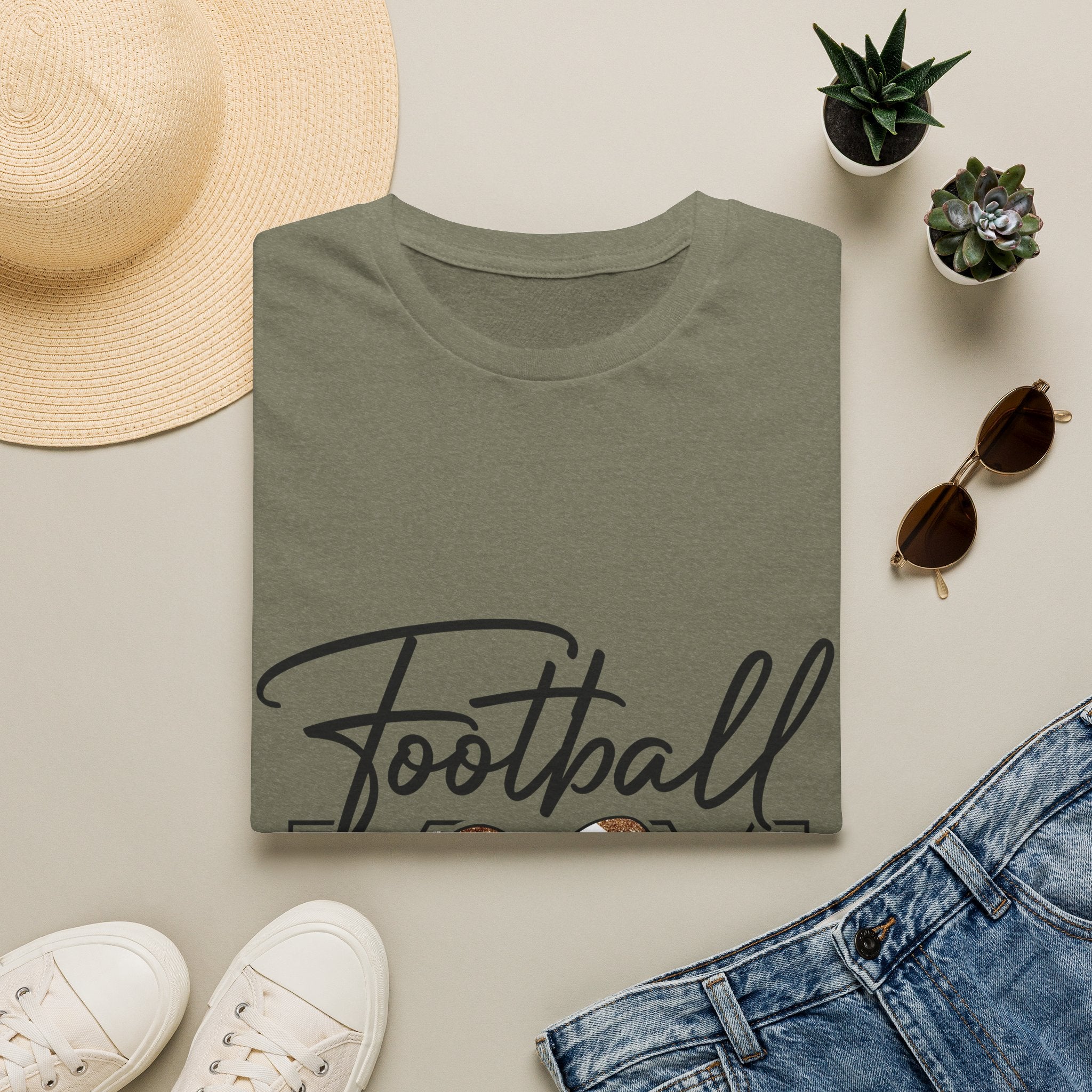 Football Mom T‑Shirt — Heart Football Mom Tee, Game Day Mom Gift