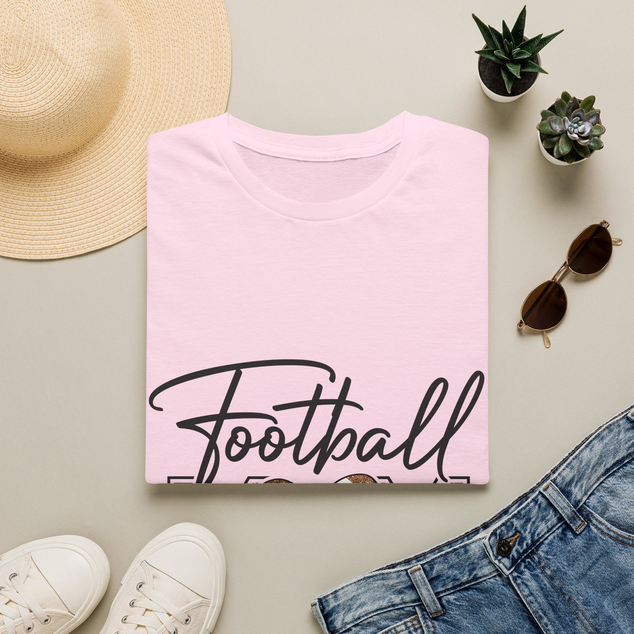 Football Mom T‑Shirt — Heart Football Mom Tee, Game Day Mom Gift