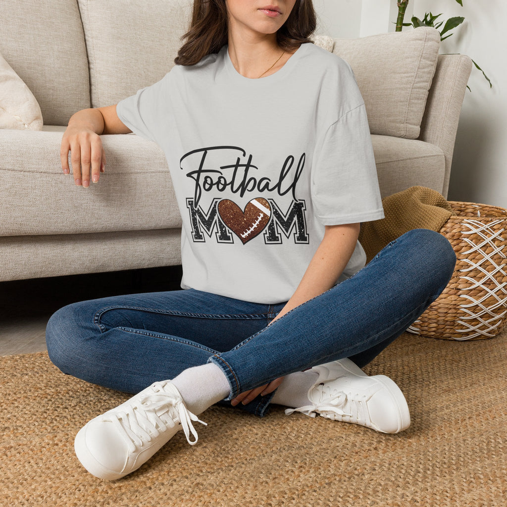 Football Mom T‑Shirt — Heart Football Mom Tee, Game Day Mom Gift