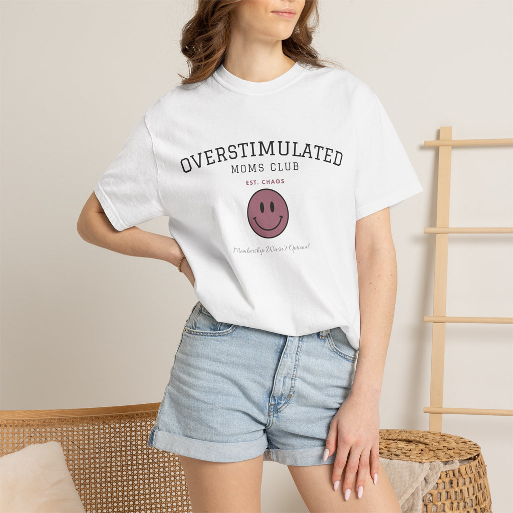 Overstimulated Moms Club Tee | Front & Back Graphic Shirt | Funny Mom Shirt | Coffee Chaos Laundry Repeat | Boutique Graphic Tee