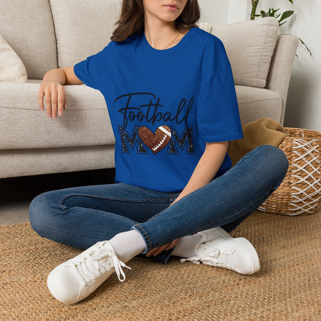 Football Mom T‑Shirt — Heart Football Mom Tee, Game Day Mom Gift