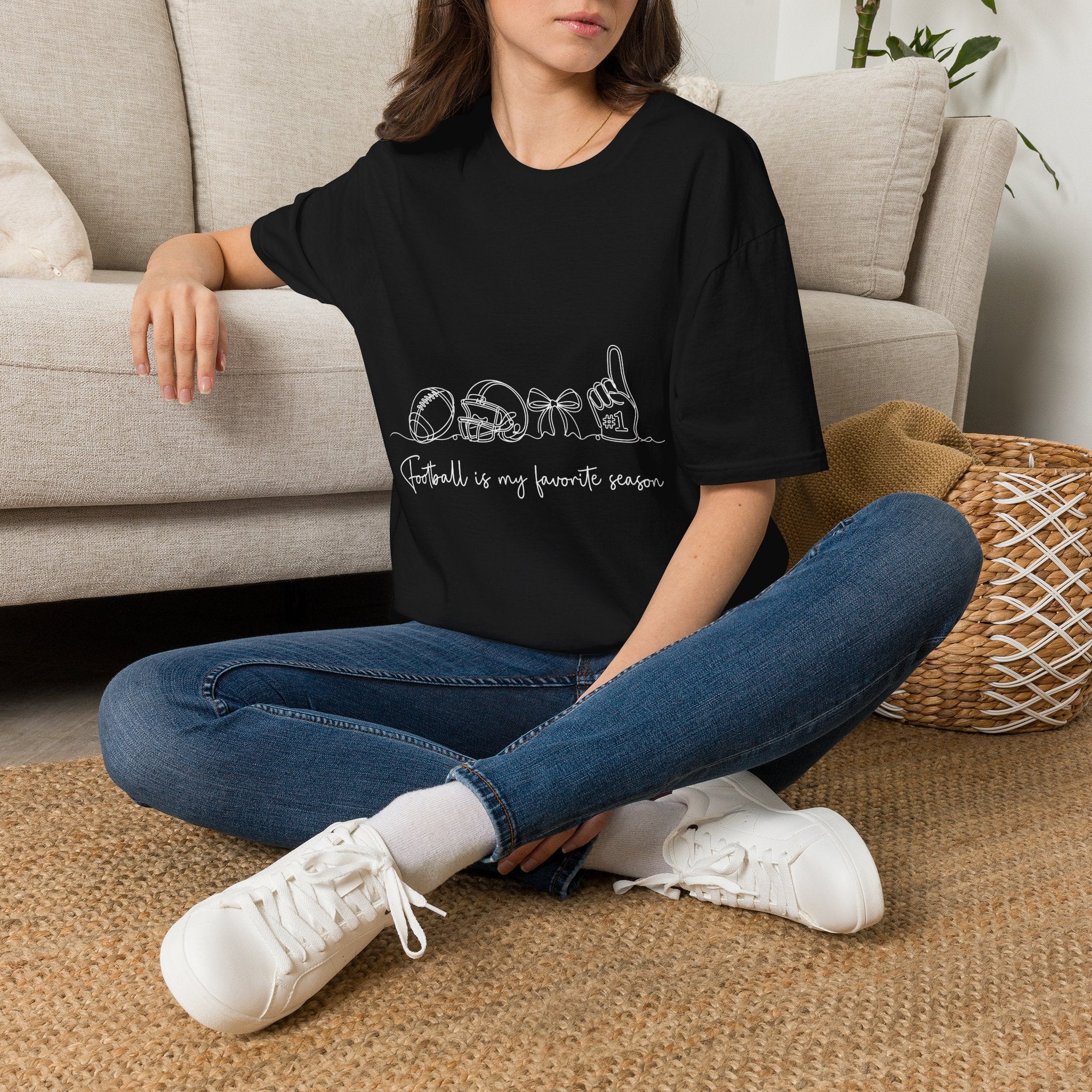 Sports Mom T-Shirt — "Football is My Favorite Season" Minimal Line Art