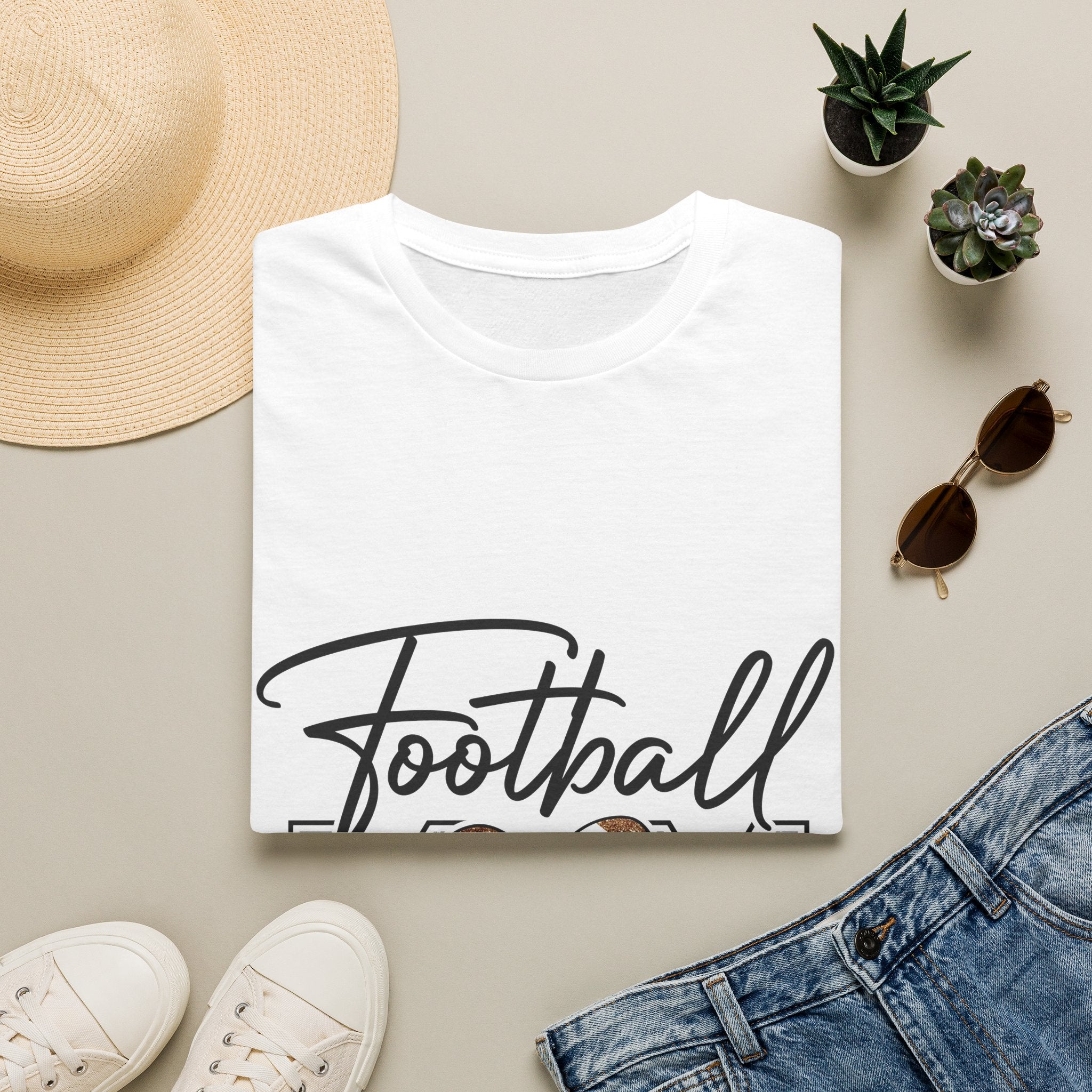 Football Mom T‑Shirt — Heart Football Mom Tee, Game Day Mom Gift