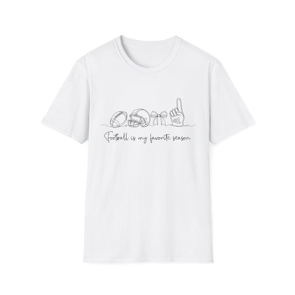 Sports Mom T-Shirt — "Football is My Favorite Season" Minimal Line Art