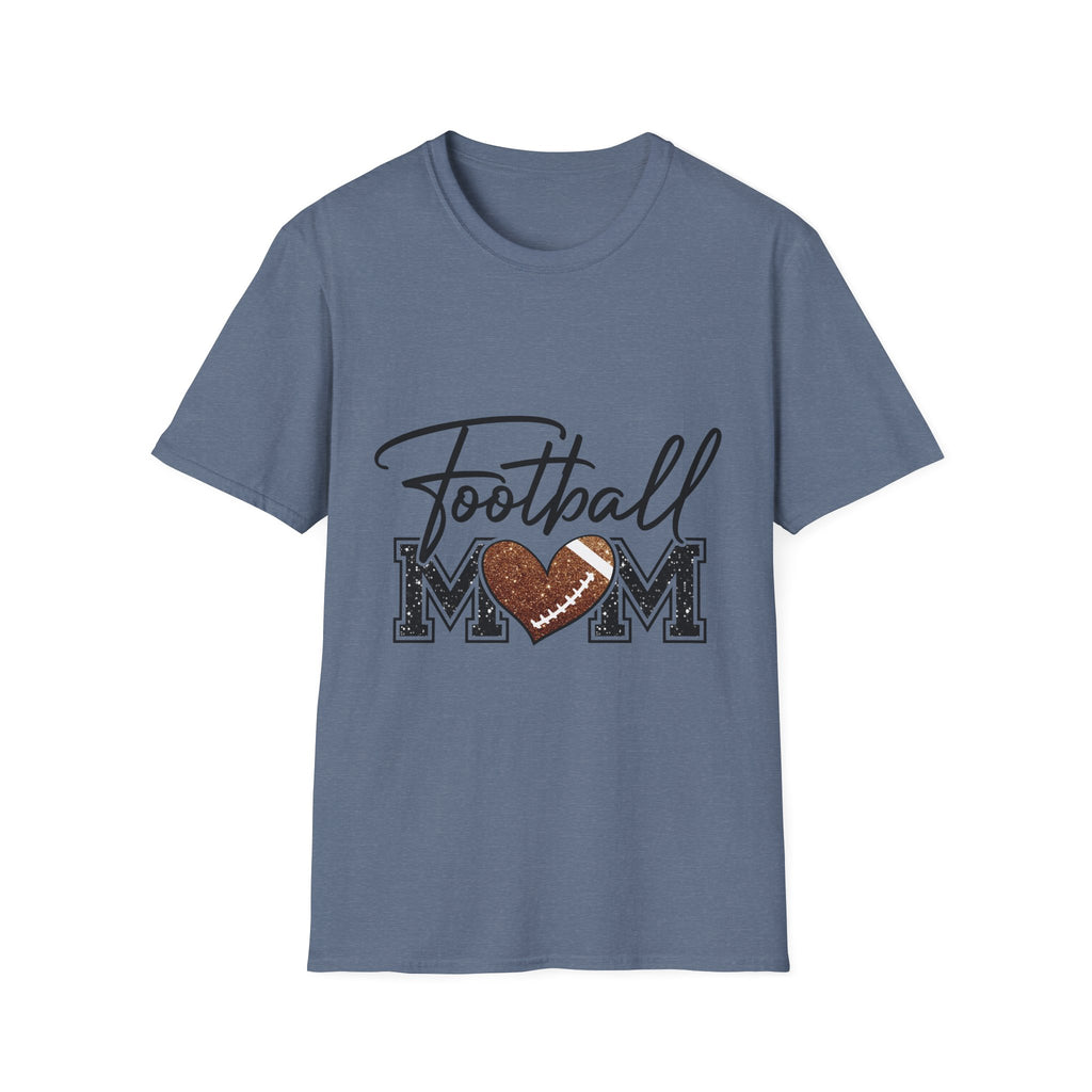 Football Mom T‑Shirt — Heart Football Mom Tee, Game Day Mom Gift