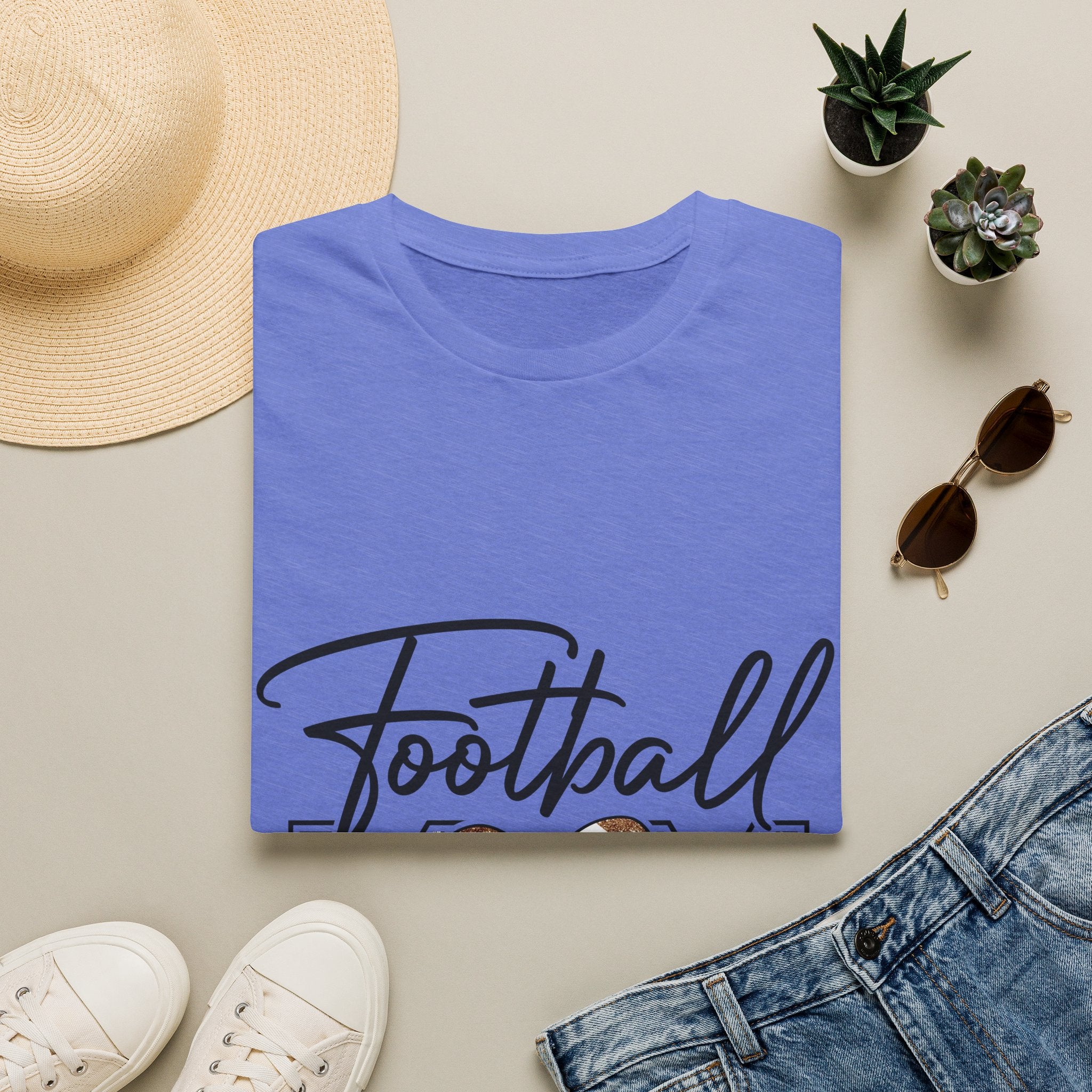 Football Mom T‑Shirt — Heart Football Mom Tee, Game Day Mom Gift
