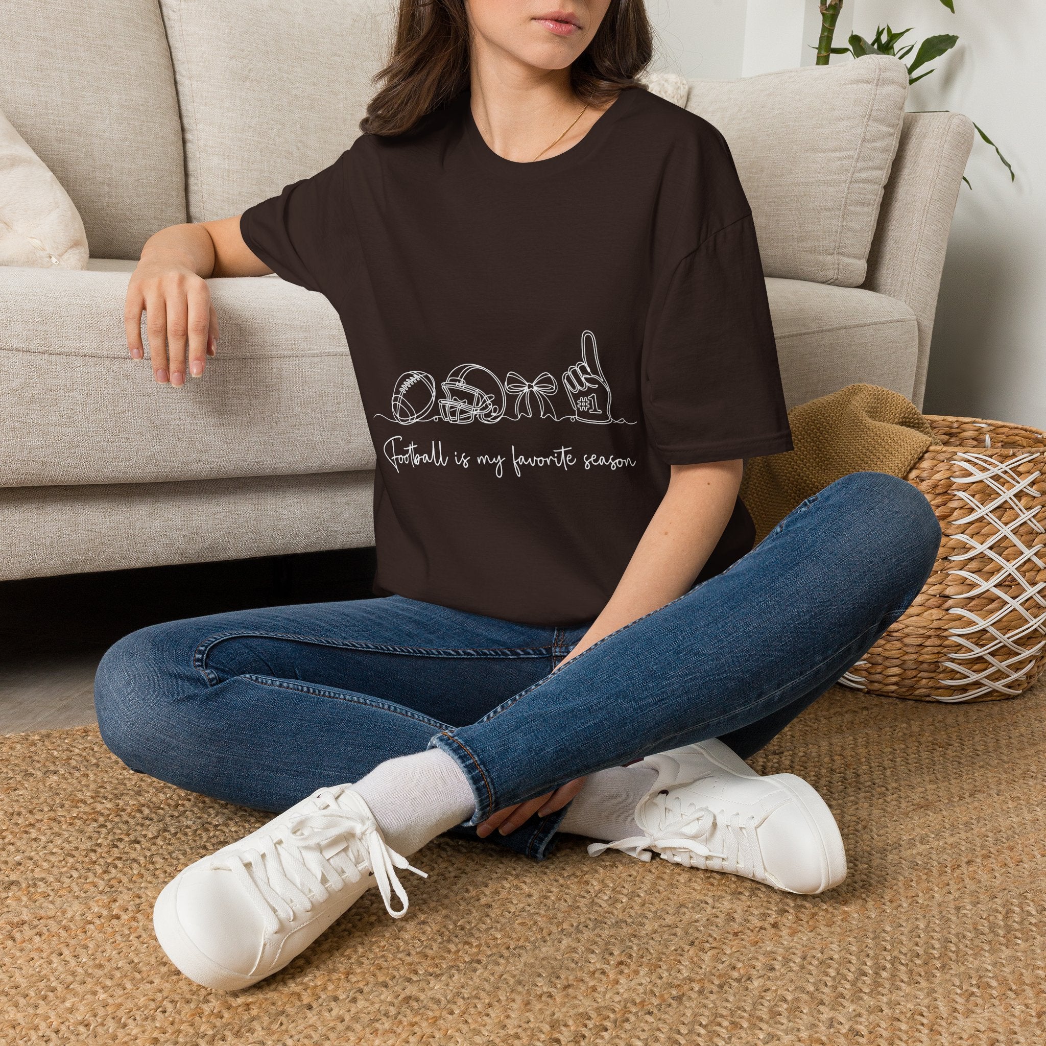 Sports Mom T-Shirt — "Football is My Favorite Season" Minimal Line Art