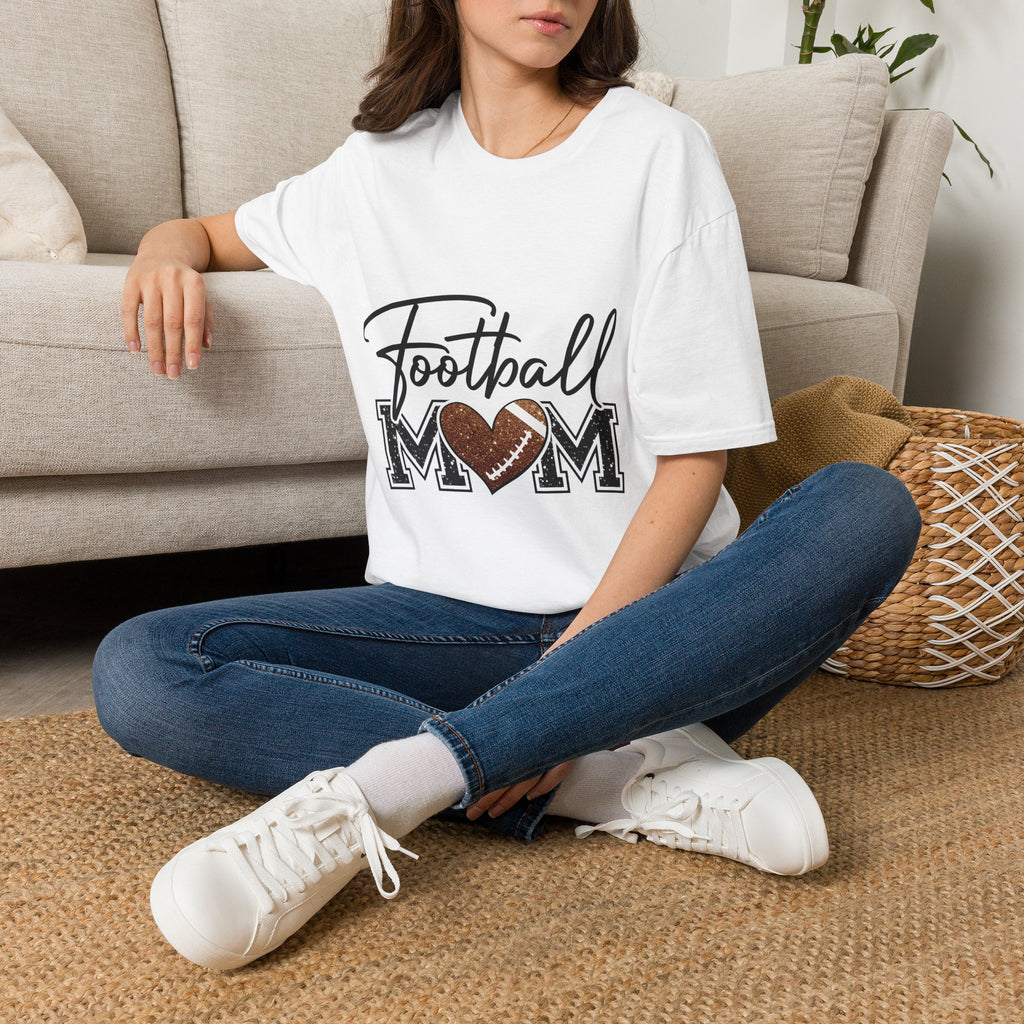 Football Mom T‑Shirt — Heart Football Mom Tee, Game Day Mom Gift