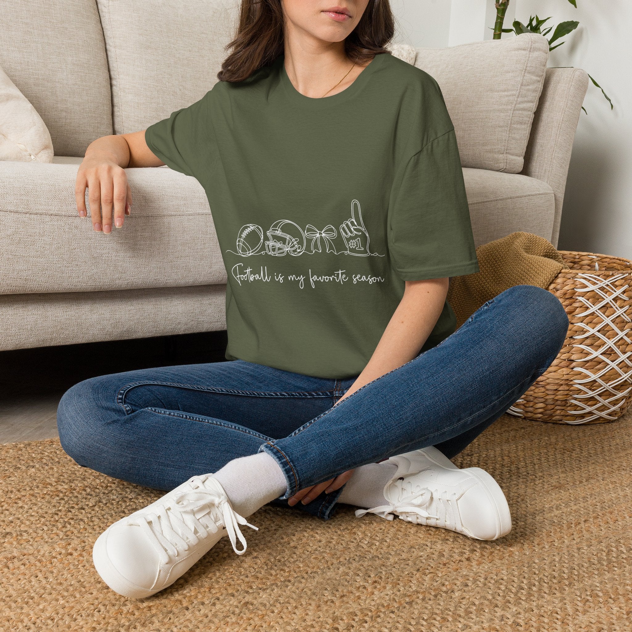 Sports Mom T-Shirt — "Football is My Favorite Season" Minimal Line Art