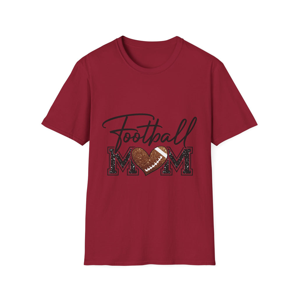 Football Mom T‑Shirt — Heart Football Mom Tee, Game Day Mom Gift