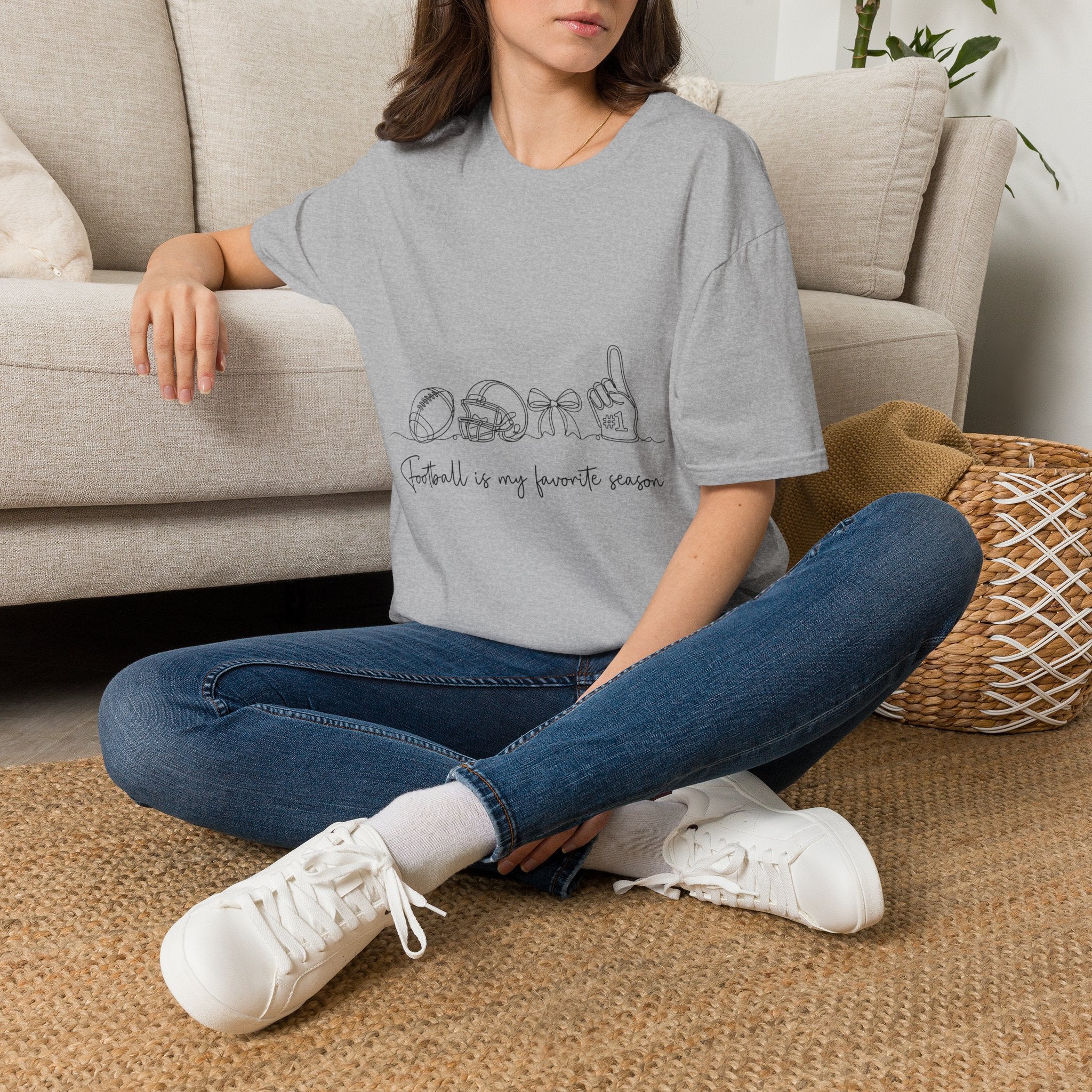 Sports Mom T-Shirt — "Football is My Favorite Season" Minimal Line Art