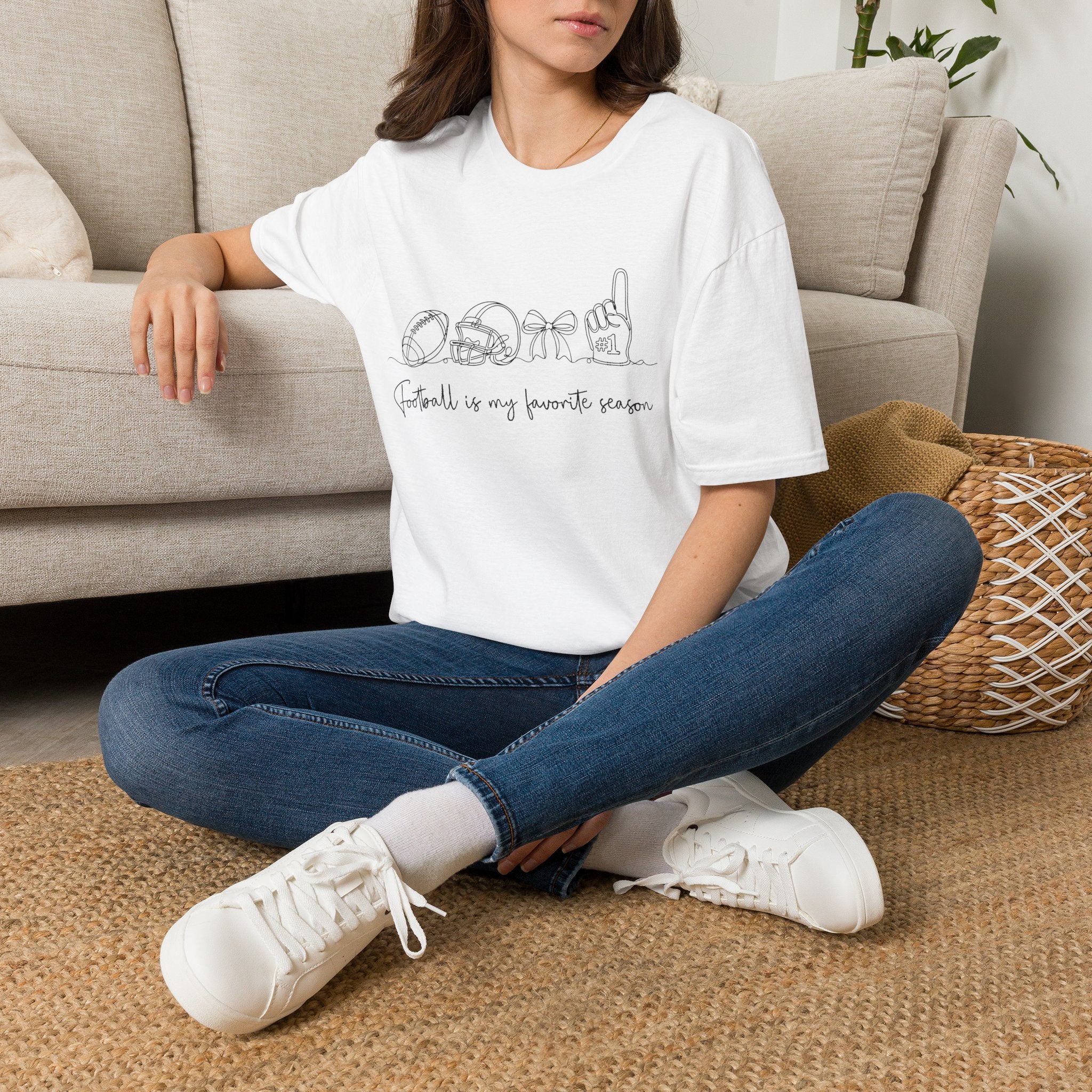 Sports Mom T-Shirt — "Football is My Favorite Season" Minimal Line Art