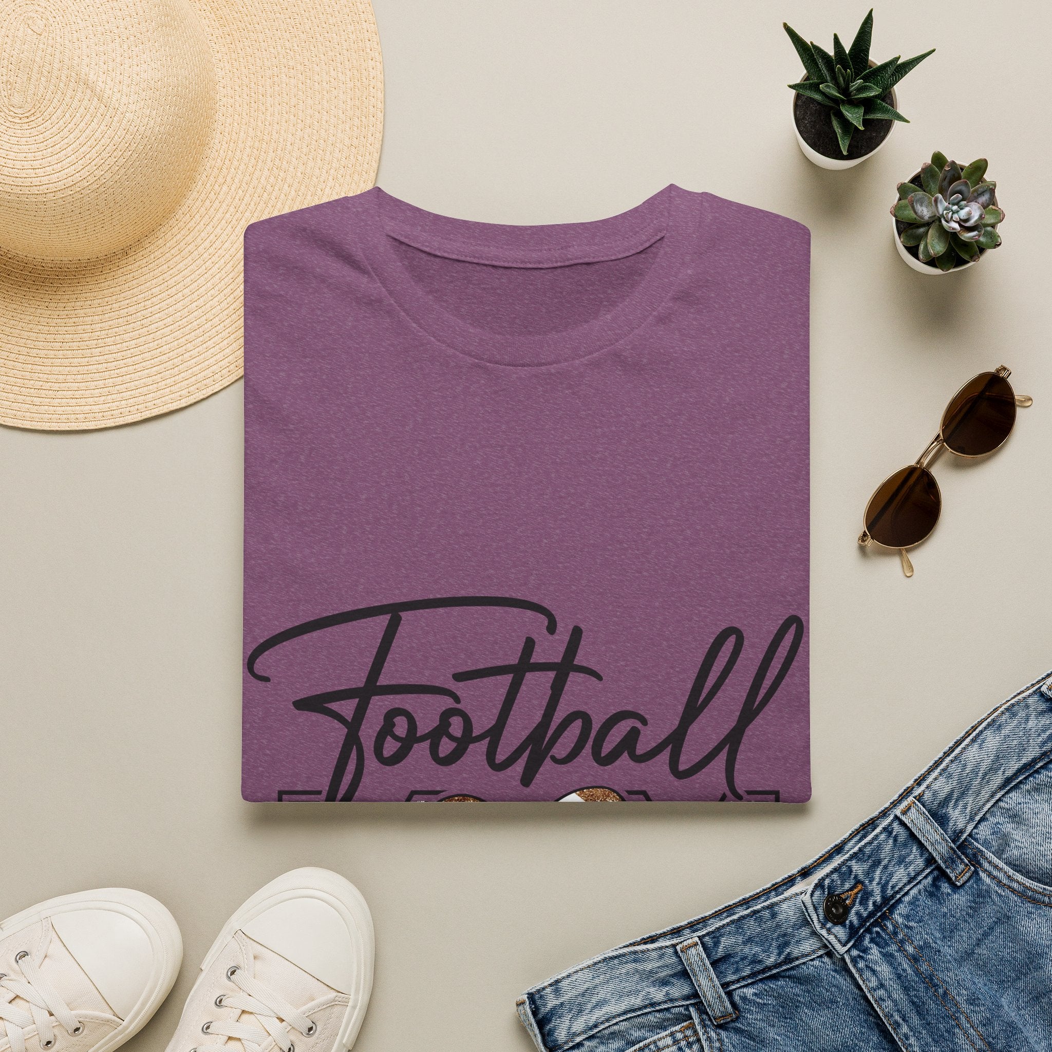 Football Mom T‑Shirt — Heart Football Mom Tee, Game Day Mom Gift