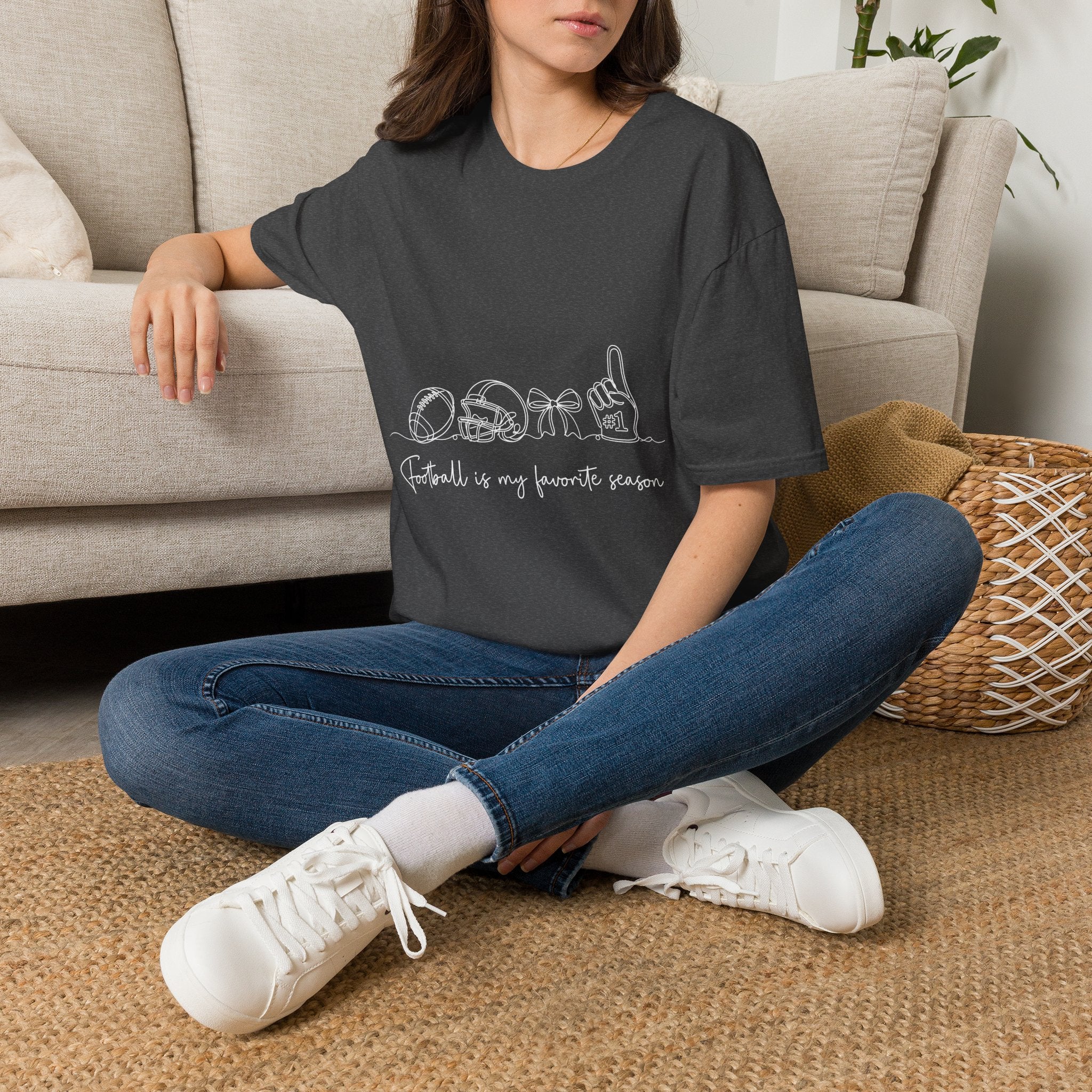 Sports Mom T-Shirt — "Football is My Favorite Season" Minimal Line Art
