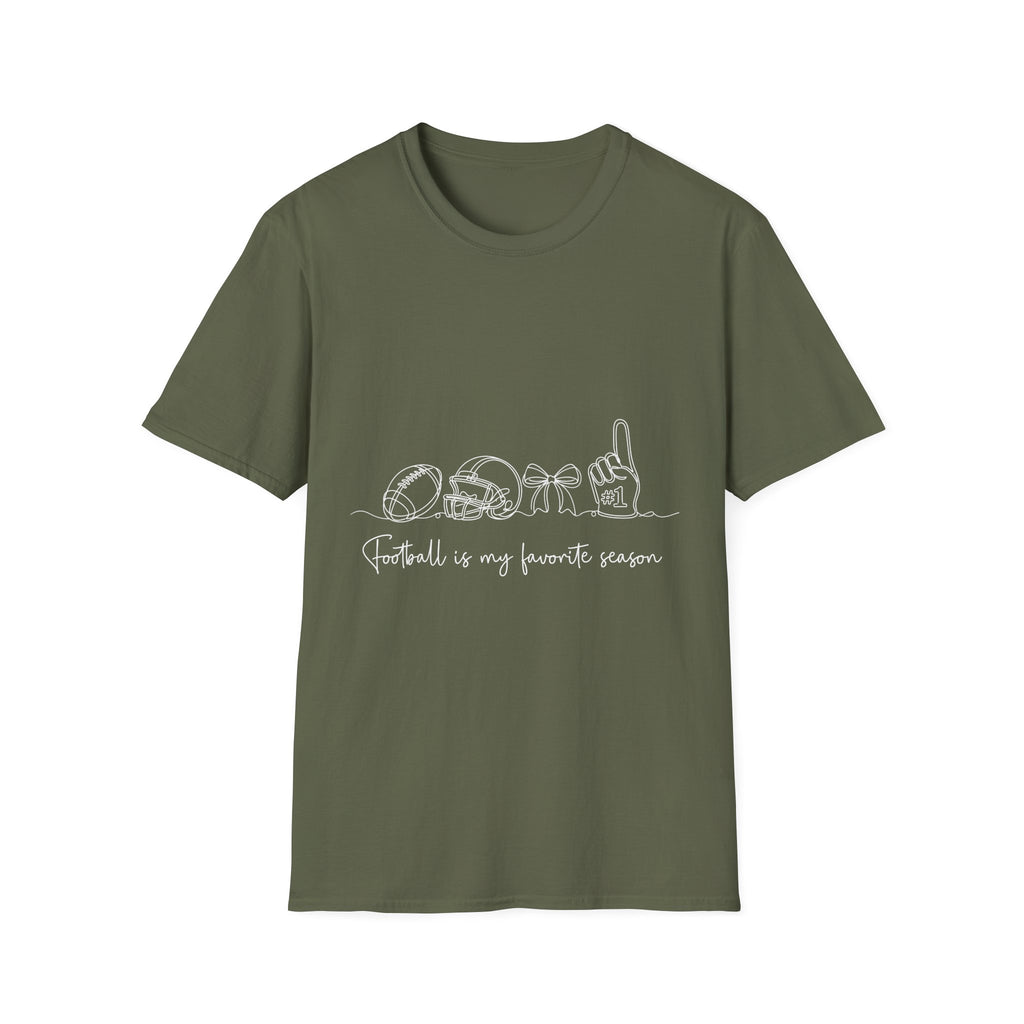 Sports Mom T-Shirt — "Football is My Favorite Season" Minimal Line Art