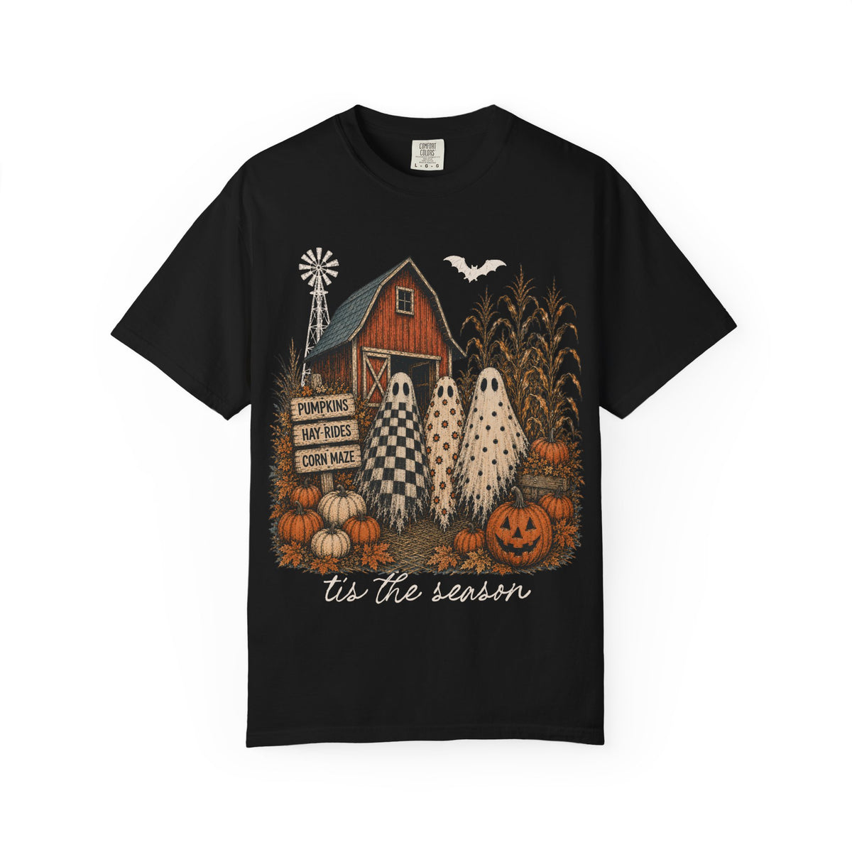 Halloween Farm Ghosts T-Shirt — "'tis the season" Fall Pumpkin Tee