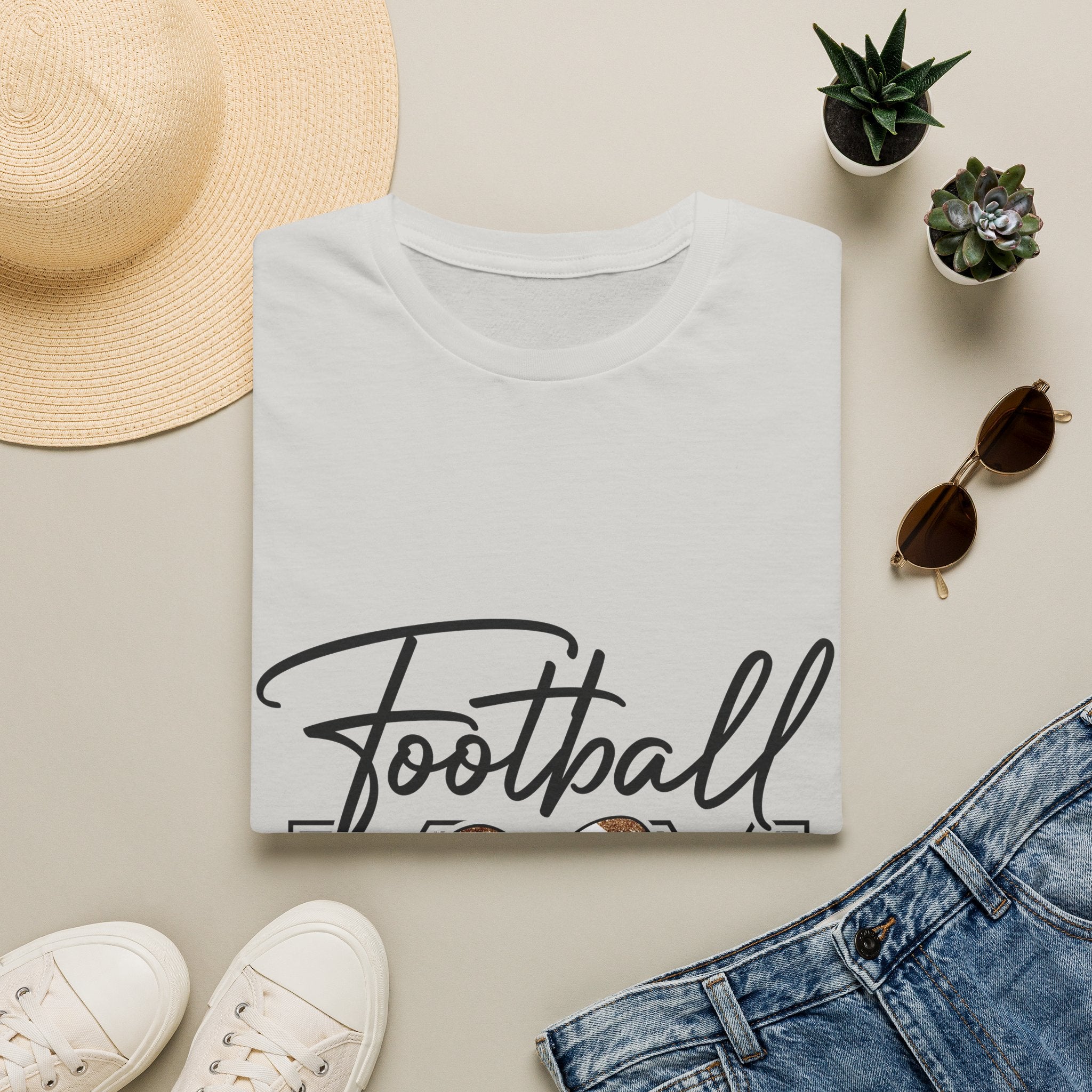 Football Mom T‑Shirt — Heart Football Mom Tee, Game Day Mom Gift