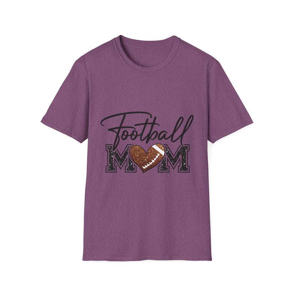 Football Mom T‑Shirt — Heart Football Mom Tee, Game Day Mom Gift