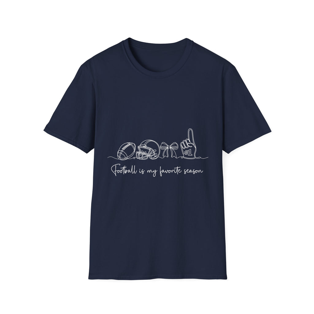 Sports Mom T-Shirt — "Football is My Favorite Season" Minimal Line Art
