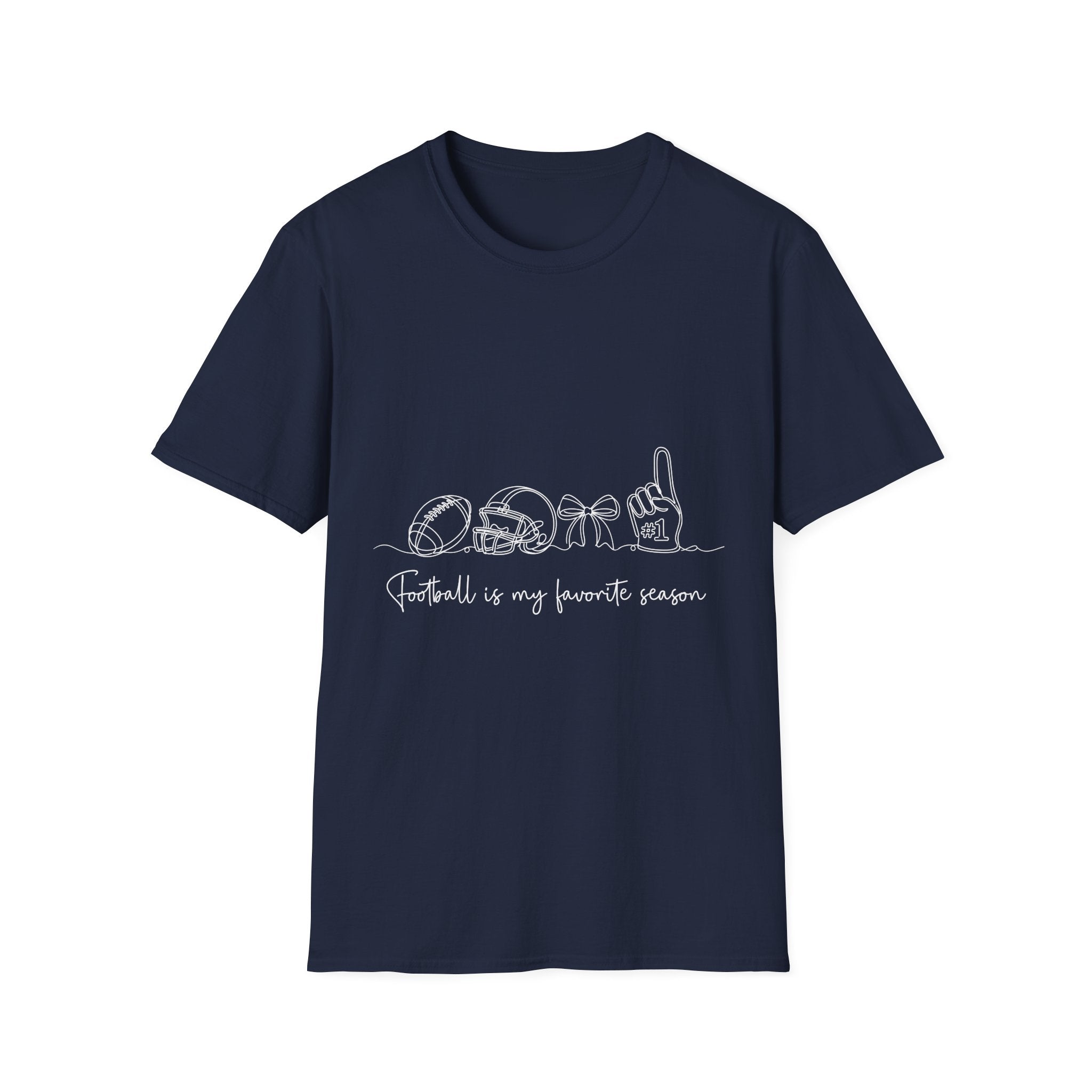 Sports Mom T-Shirt — "Football is My Favorite Season" Minimal Line Art