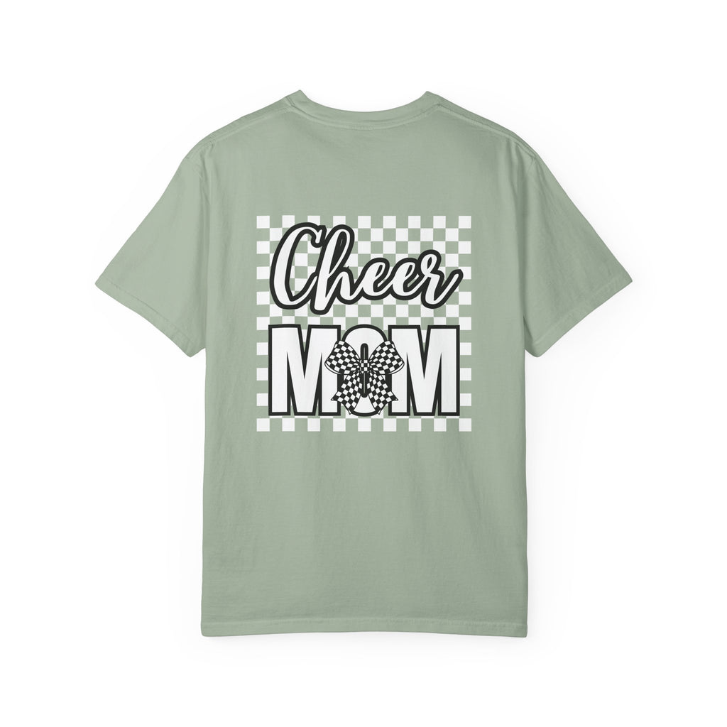 Cheer Mom T-Shirt — Checkerboard Pom-Pom Spirit Tee