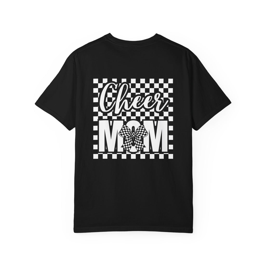 Cheer Mom T-Shirt — Checkerboard Pom-Pom Spirit Tee
