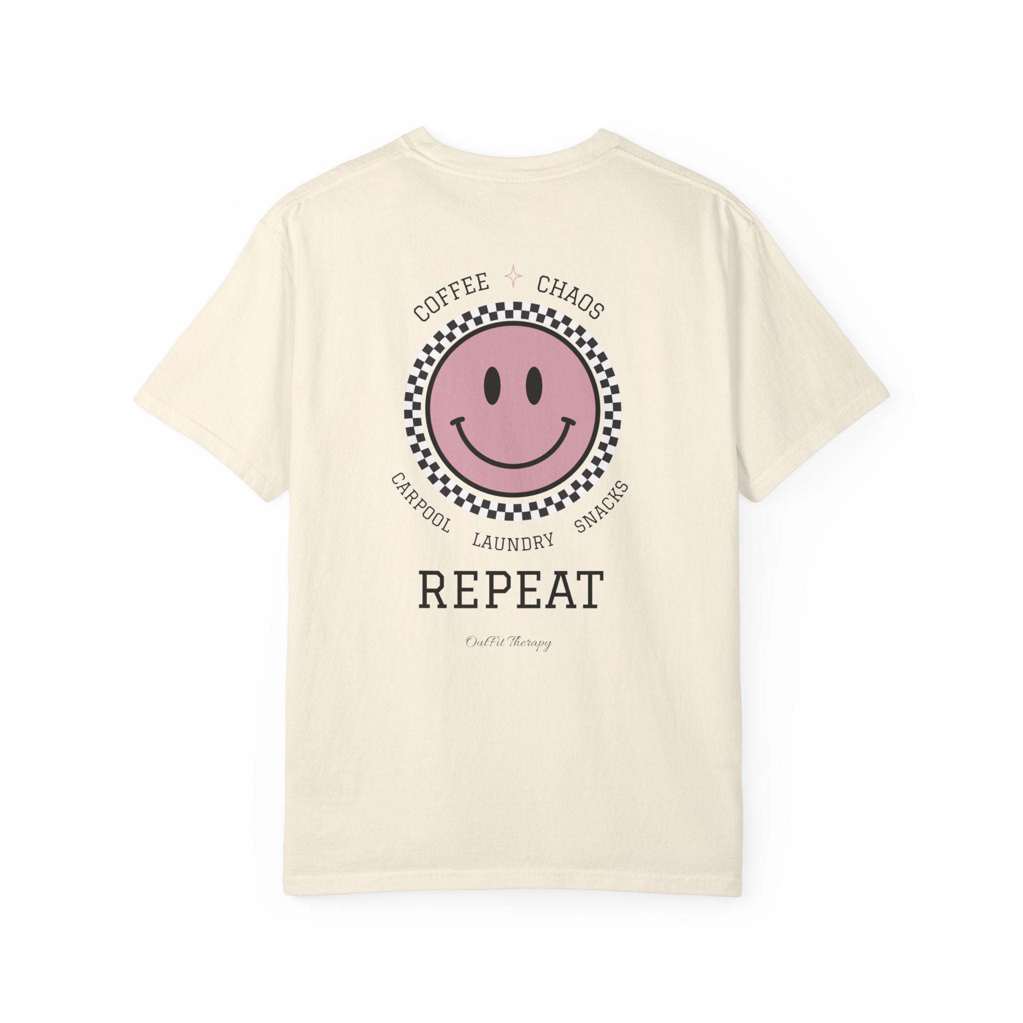 Overstimulated Moms Club Tee | Front & Back Graphic Shirt | Funny Mom Shirt | Coffee Chaos Laundry Repeat | Boutique Graphic Tee