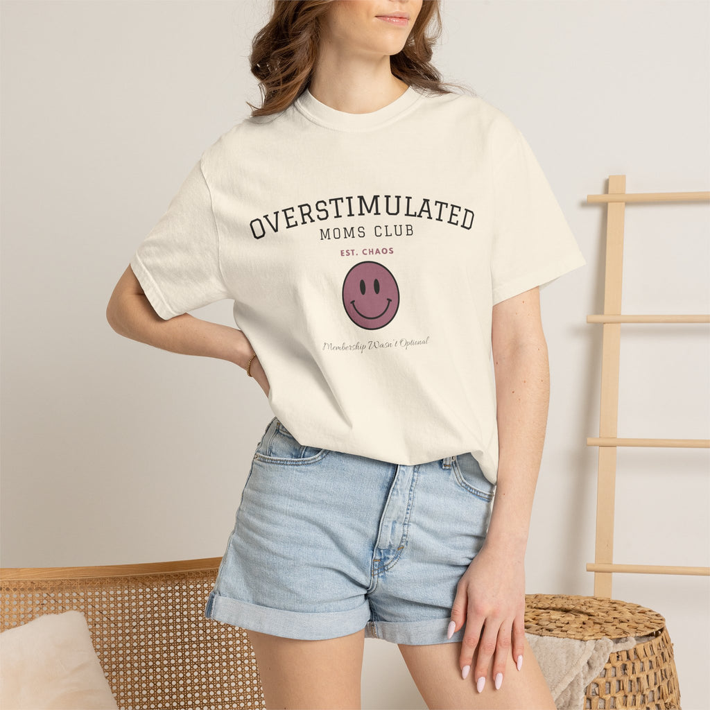 Overstimulated Moms Club Tee | Front & Back Graphic Shirt | Funny Mom Shirt | Coffee Chaos Laundry Repeat | Boutique Graphic Tee
