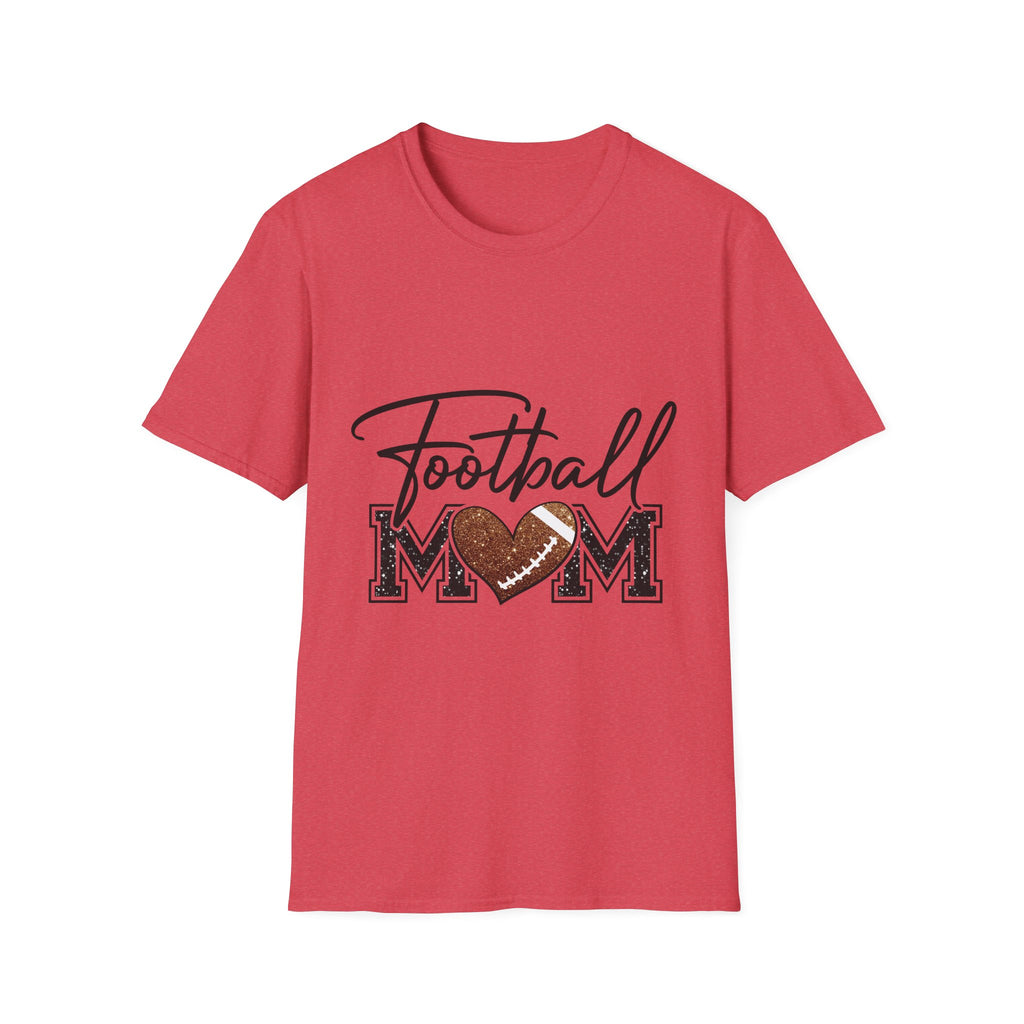 Football Mom T‑Shirt — Heart Football Mom Tee, Game Day Mom Gift