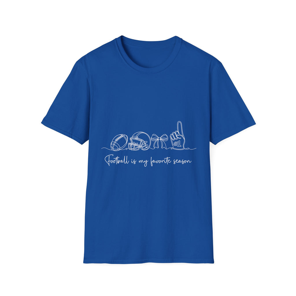 Sports Mom T-Shirt — "Football is My Favorite Season" Minimal Line Art