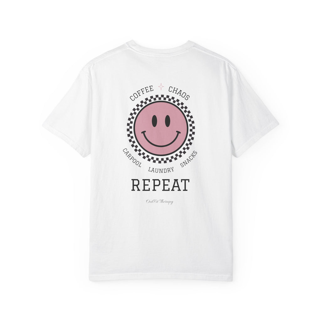 Overstimulated Moms Club Tee | Front & Back Graphic Shirt | Funny Mom Shirt | Coffee Chaos Laundry Repeat | Boutique Graphic Tee