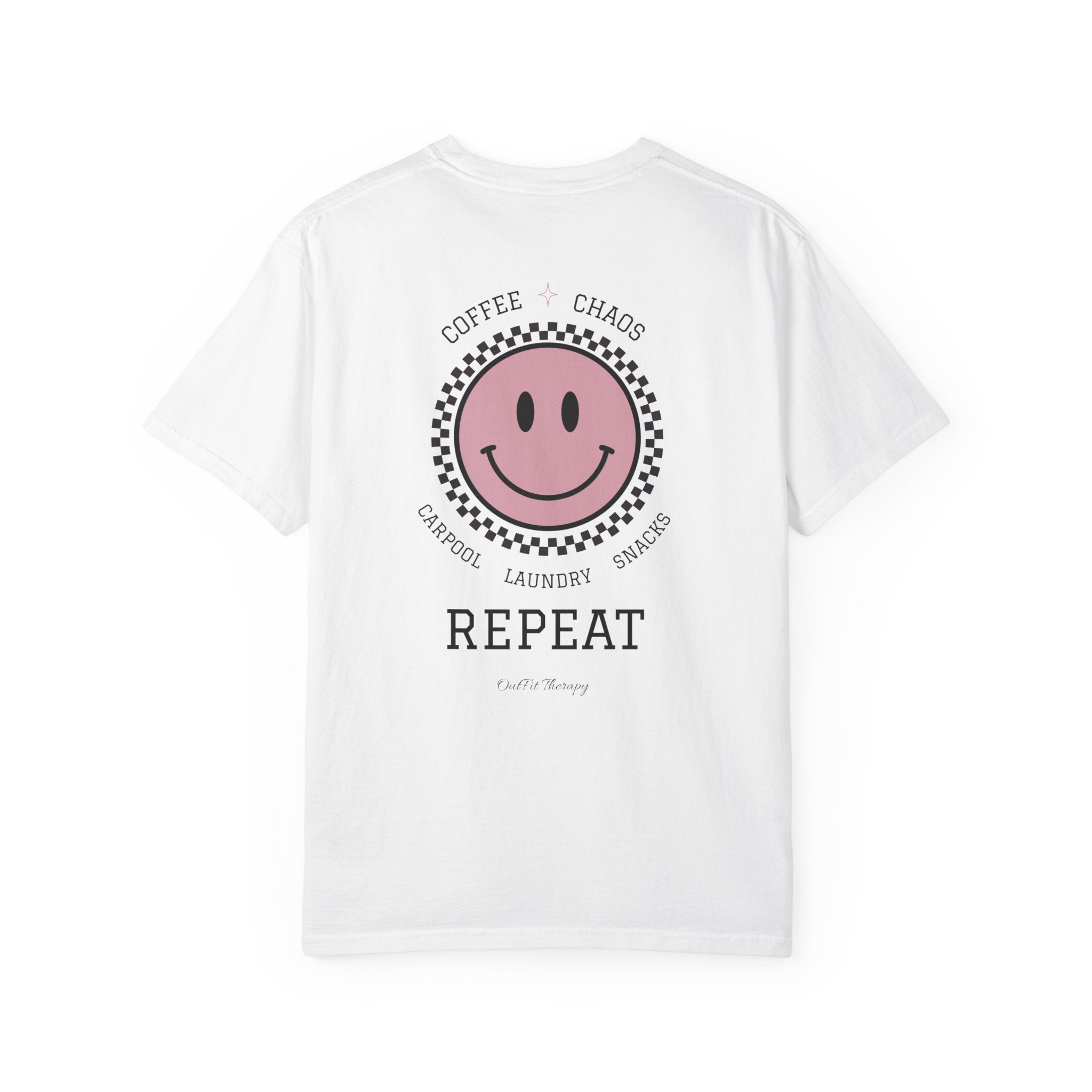 Overstimulated Moms Club Tee | Front & Back Graphic Shirt | Funny Mom Shirt | Coffee Chaos Laundry Repeat | Boutique Graphic Tee