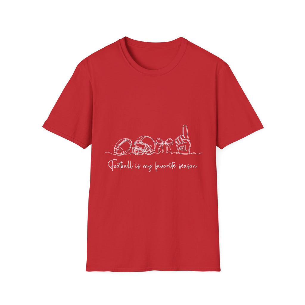 Sports Mom T-Shirt — "Football is My Favorite Season" Minimal Line Art