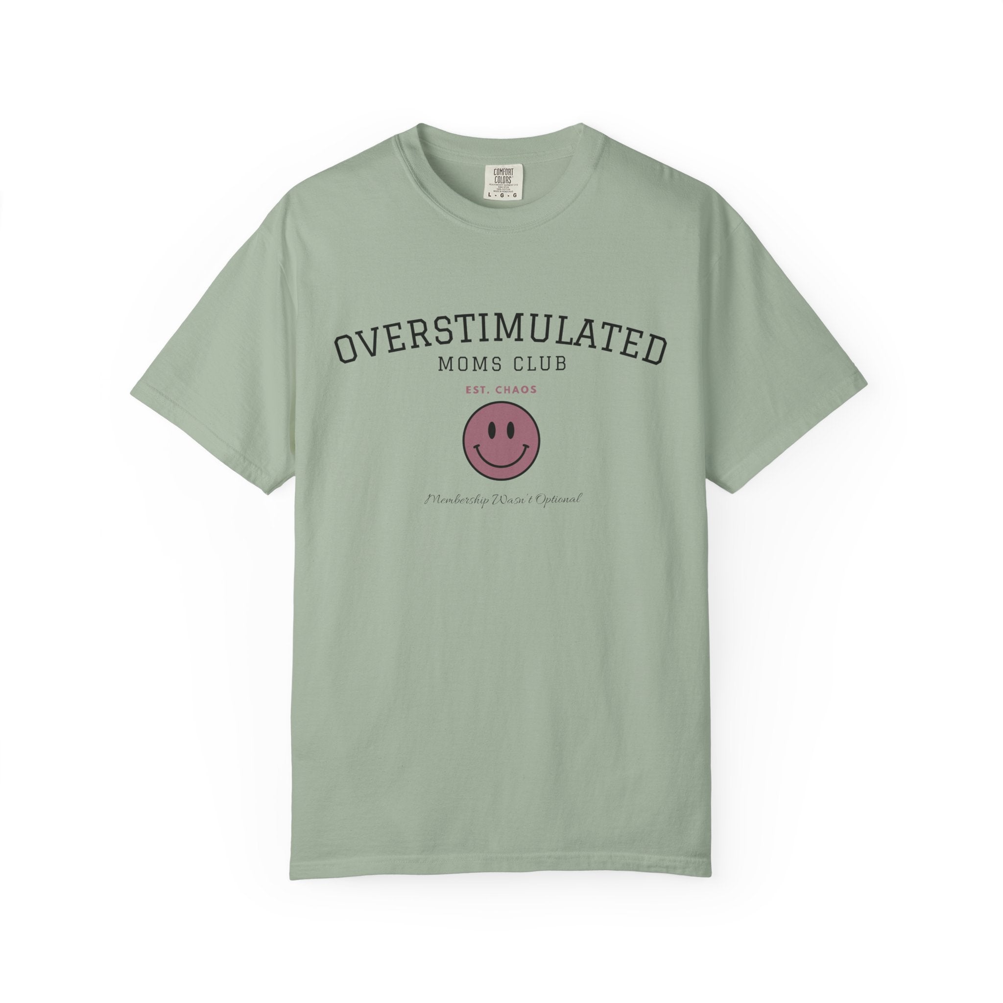 Overstimulated Moms Club Tee | Front & Back Graphic Shirt | Funny Mom Shirt | Coffee Chaos Laundry Repeat | Boutique Graphic Tee