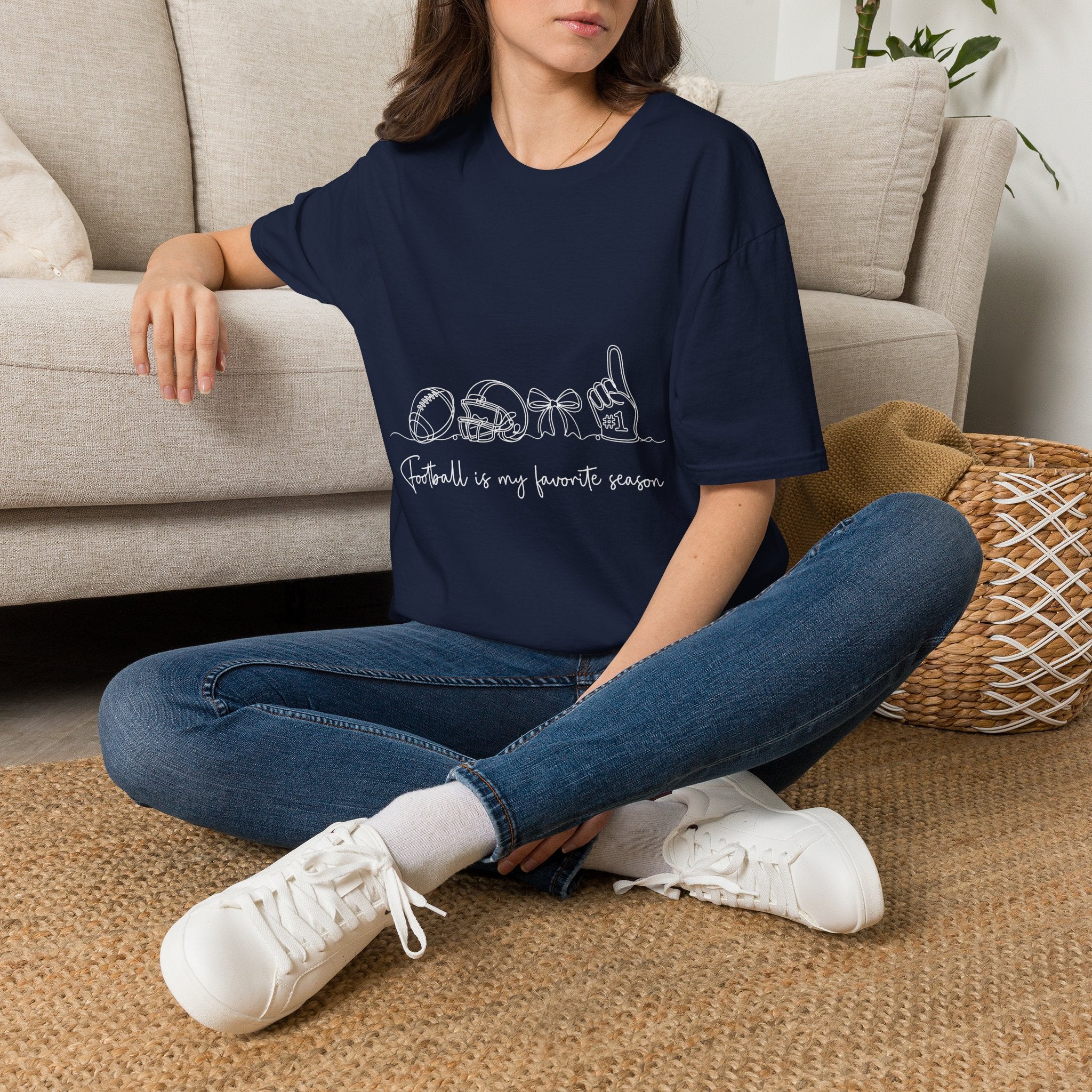 Sports Mom T-Shirt — "Football is My Favorite Season" Minimal Line Art