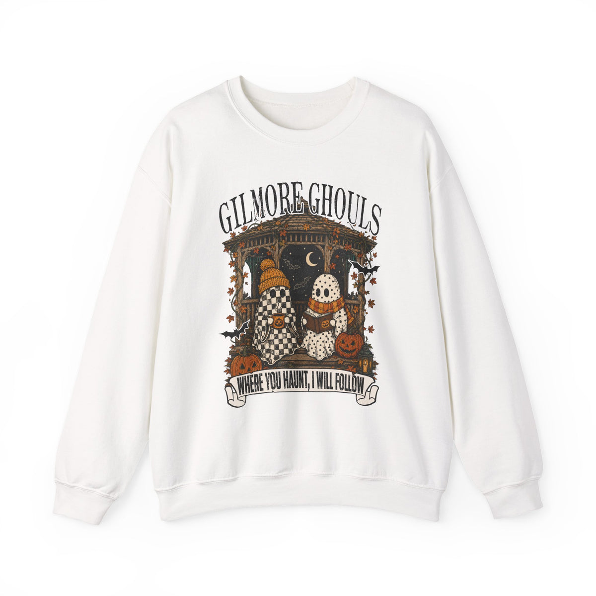 Gilmore Ghouls Halloween Crewneck Sweatshirt — 'Where You Want, I Will Follow' Graphic