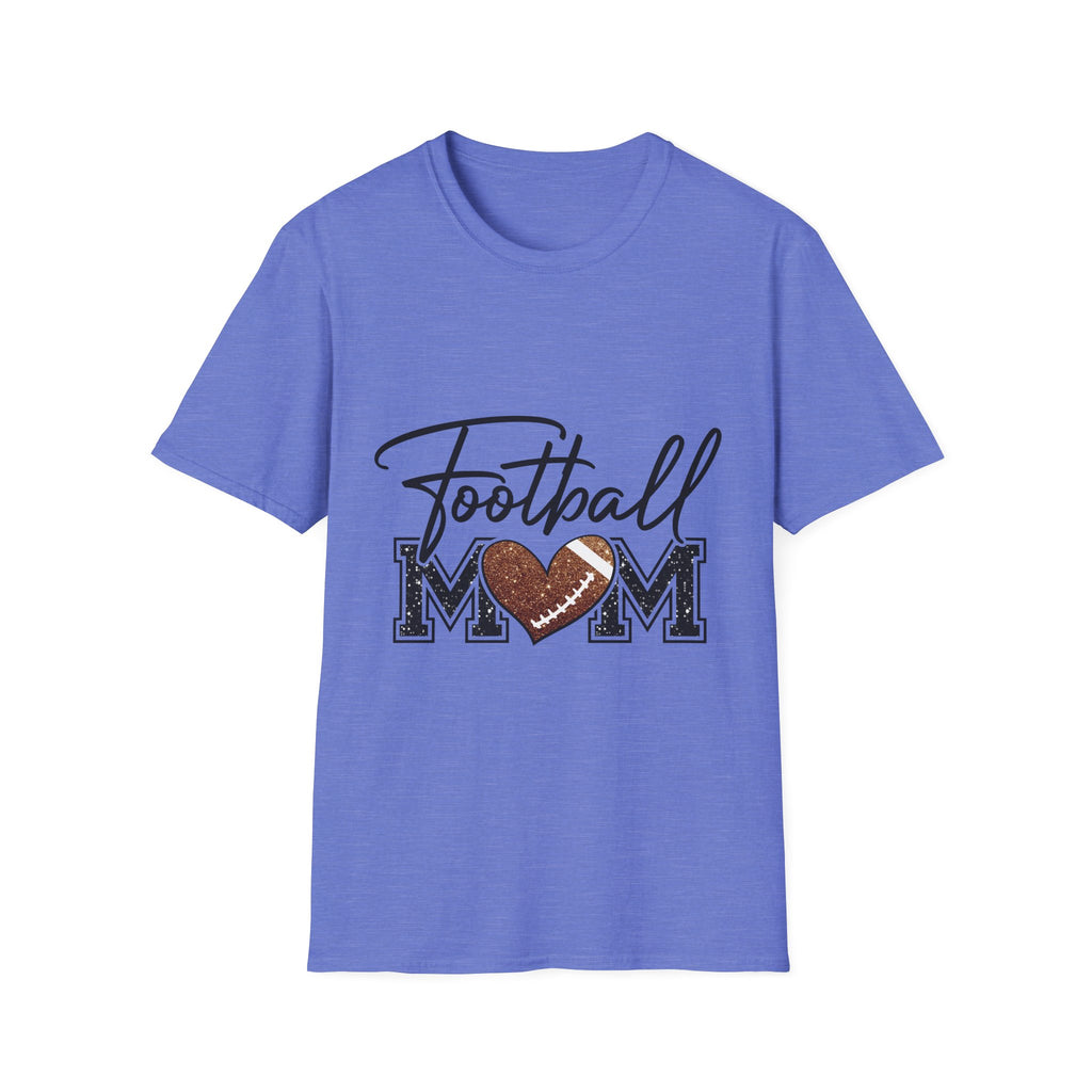 Football Mom T‑Shirt — Heart Football Mom Tee, Game Day Mom Gift
