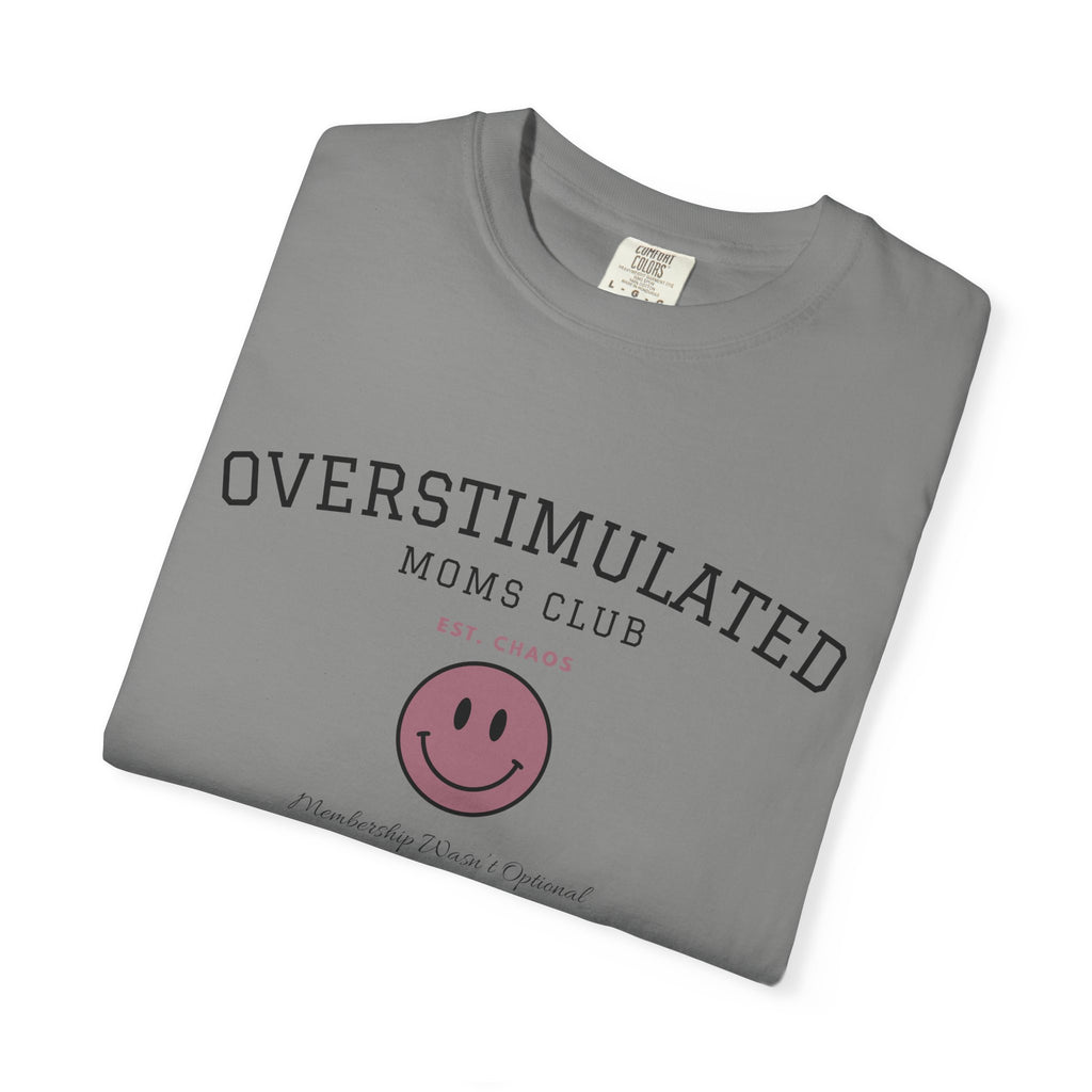 Overstimulated Moms Club Tee | Front & Back Graphic Shirt | Funny Mom Shirt | Coffee Chaos Laundry Repeat | Boutique Graphic Tee